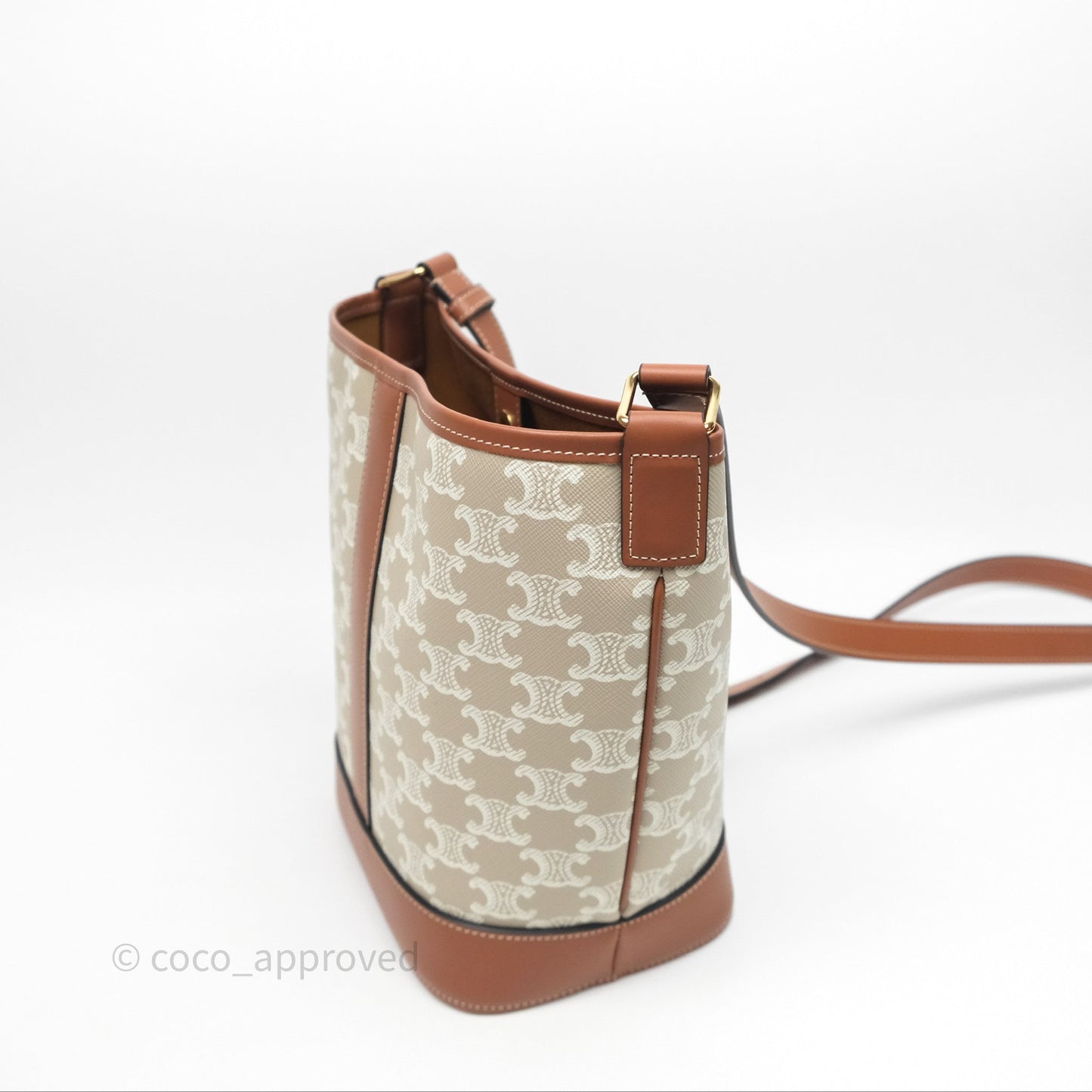 Celine Small Bucket Triomphe Canvas Grege Calfskin