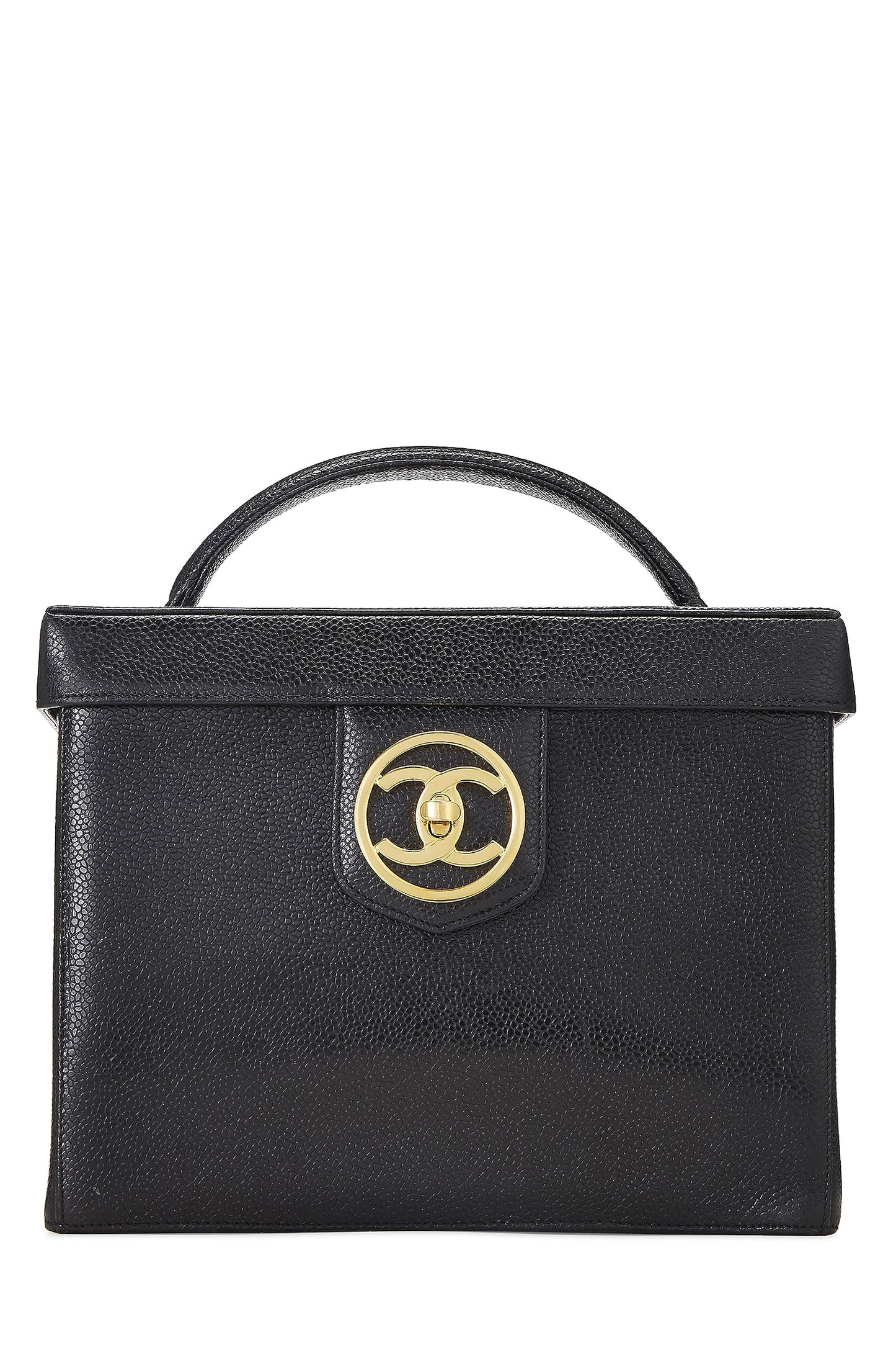 Chanel,  Black Caviar Circle 'CC' Vanity Large, Black