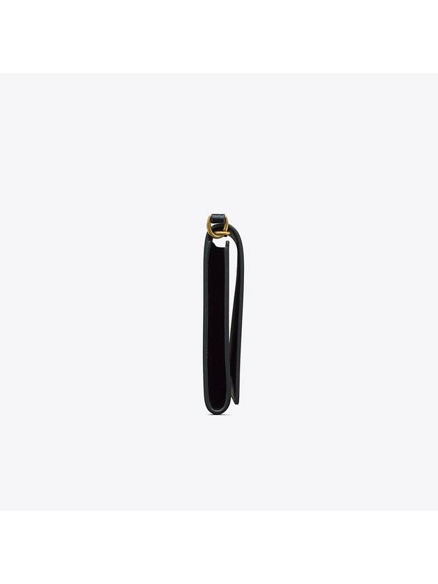 Luxury Saint Laurent Cassandre Logo Flap Clutch Bag Black