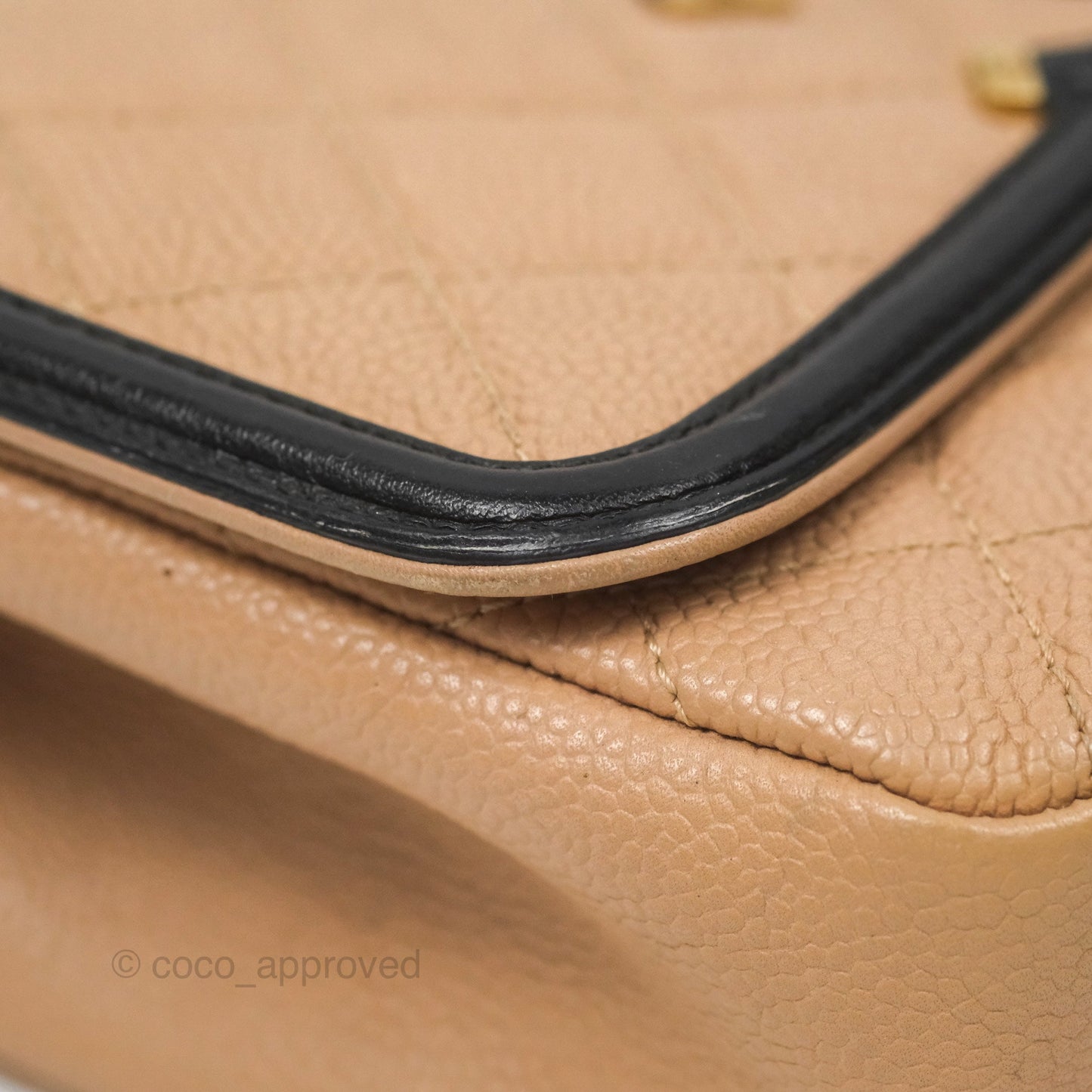 Chanel Small CC Filigree Flap Quilted Beige Black Caviar