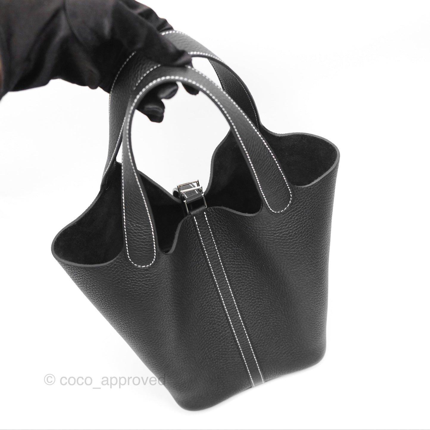 Hermès Picotin 22 Stitch Black Clemence Palladium Hardware