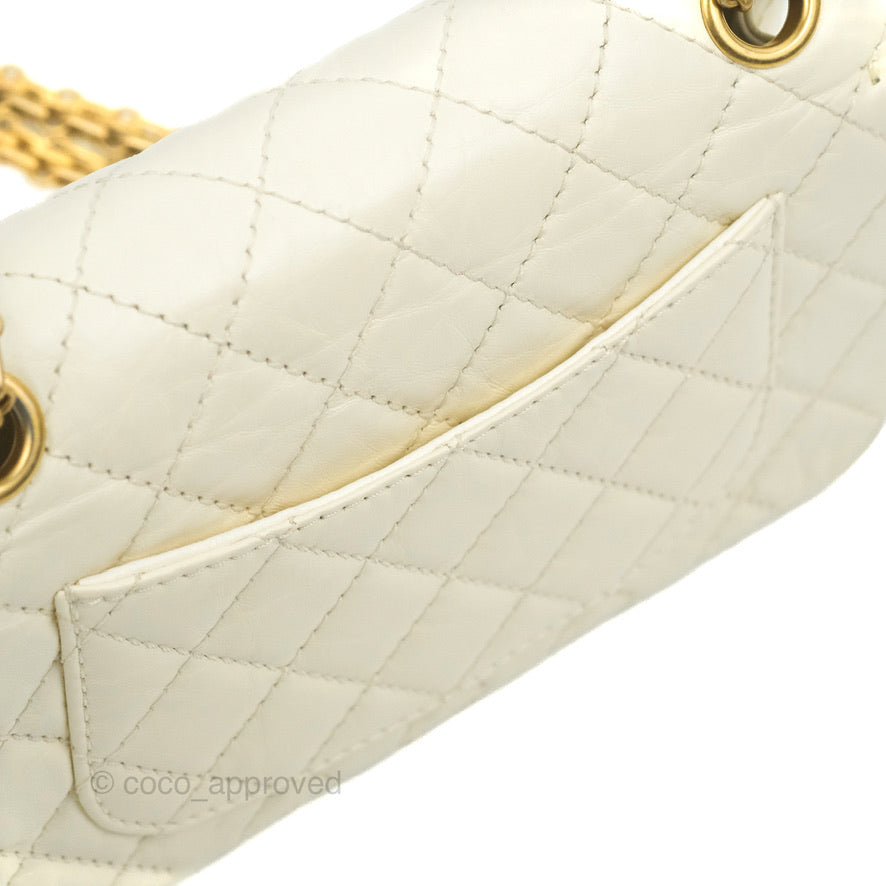 Chanel Mini Reissue 224 White Ivory Aged Calfskin Aged Gold Hardware