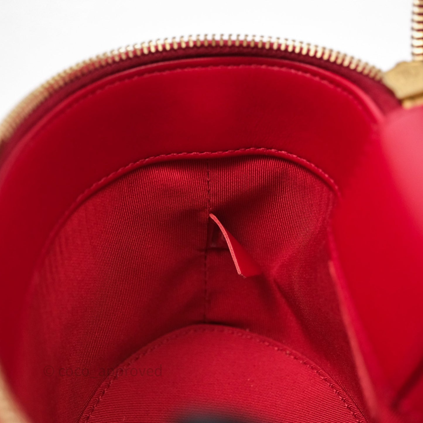 Chanel CC Vanity Case Red Calfskin Aged Gold Hardware