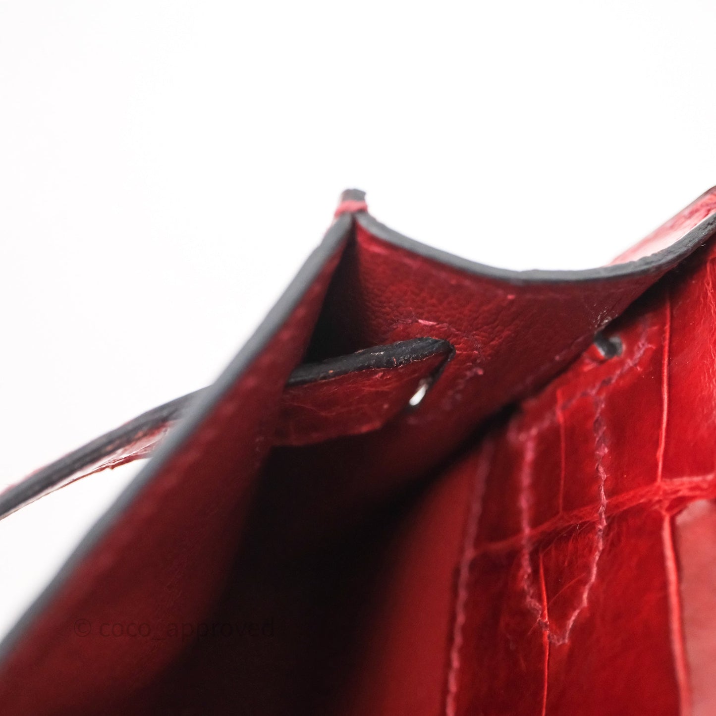 Hermes Kelly Cut Rouge H Shiny Niloticus Crocodile Gold Hardware