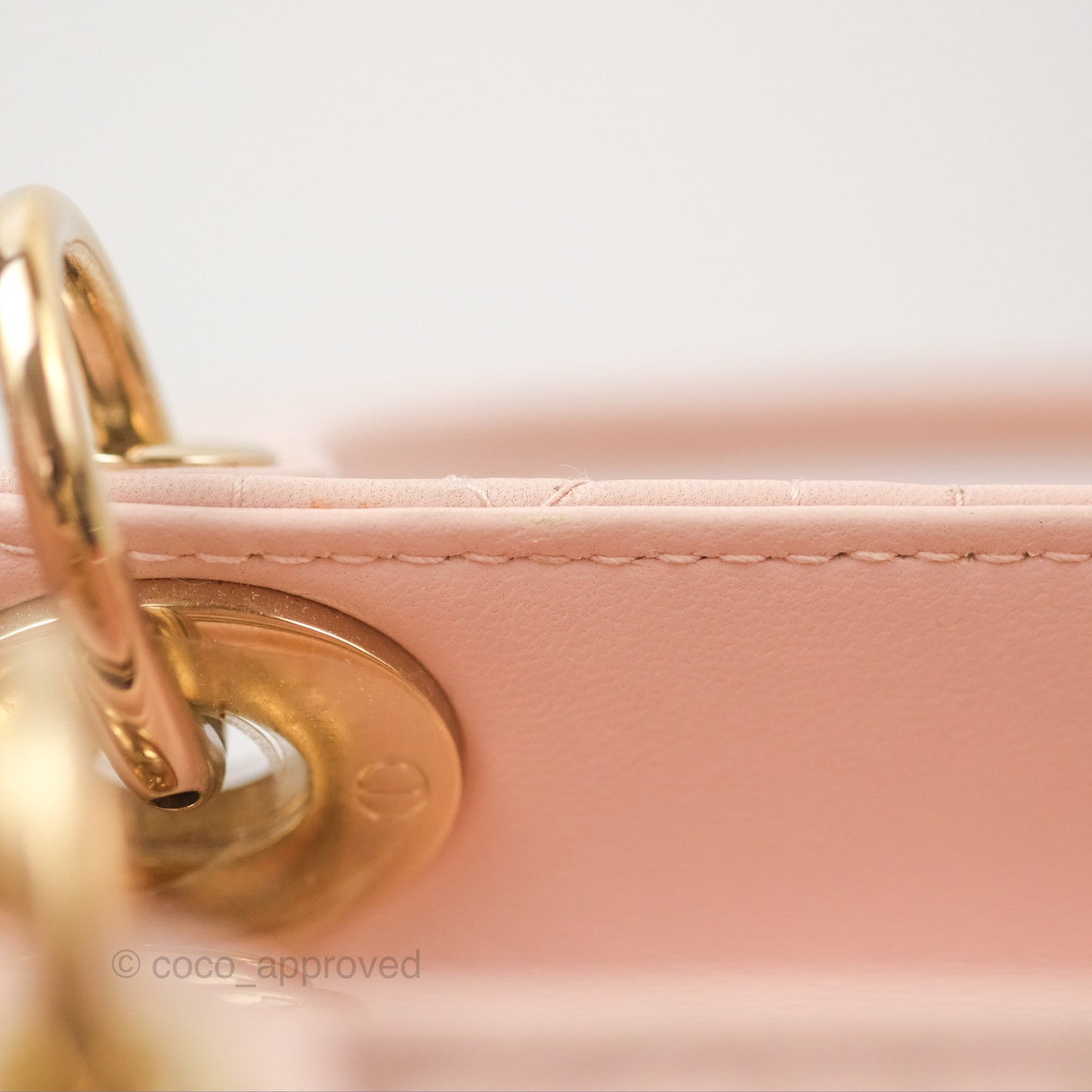 Christian Dior Medium Lady Dior Cannage Light Pink Lambskin Gold Hardware