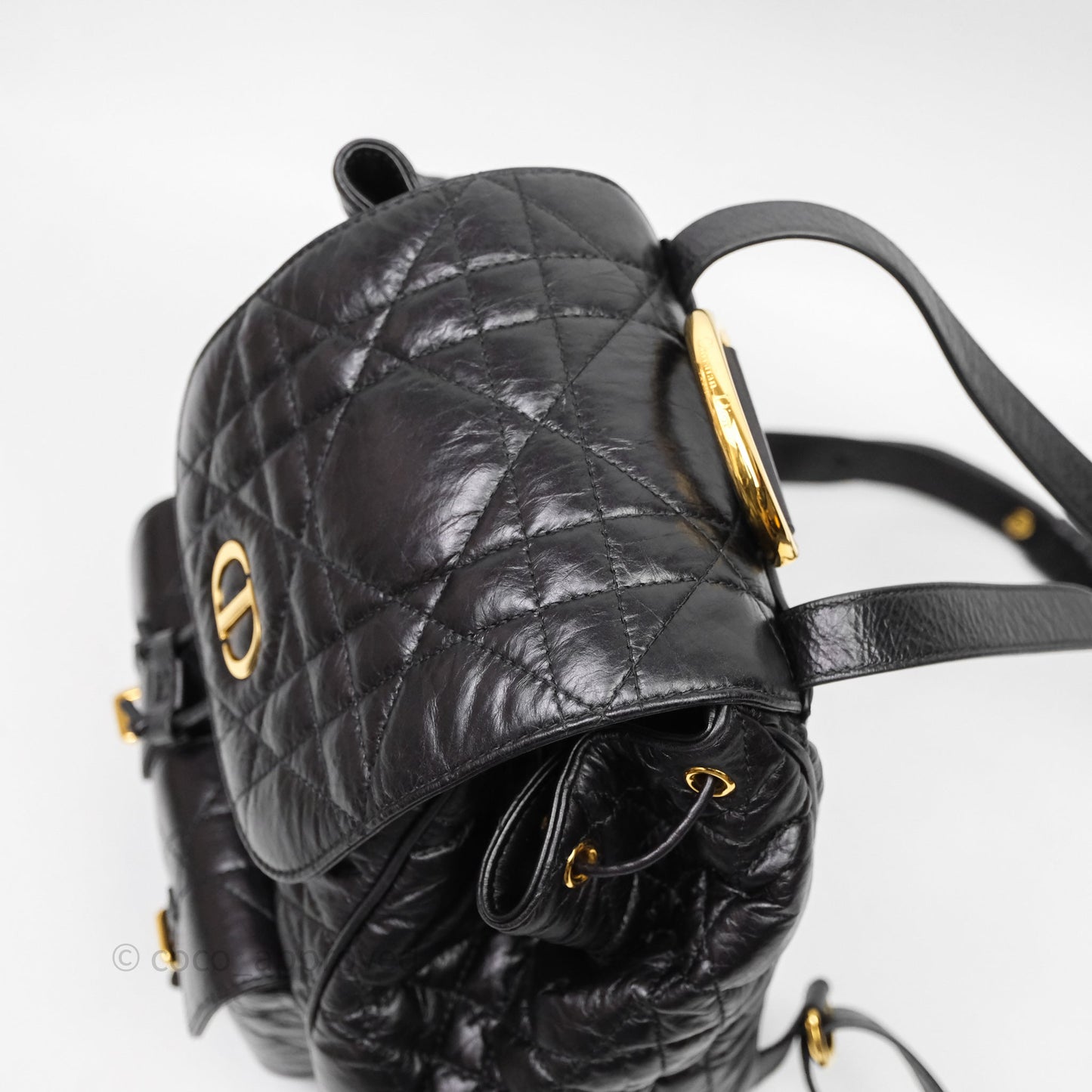 Christian Dior Medium Dior Caro Backpack Black Macrocannage Lambskin