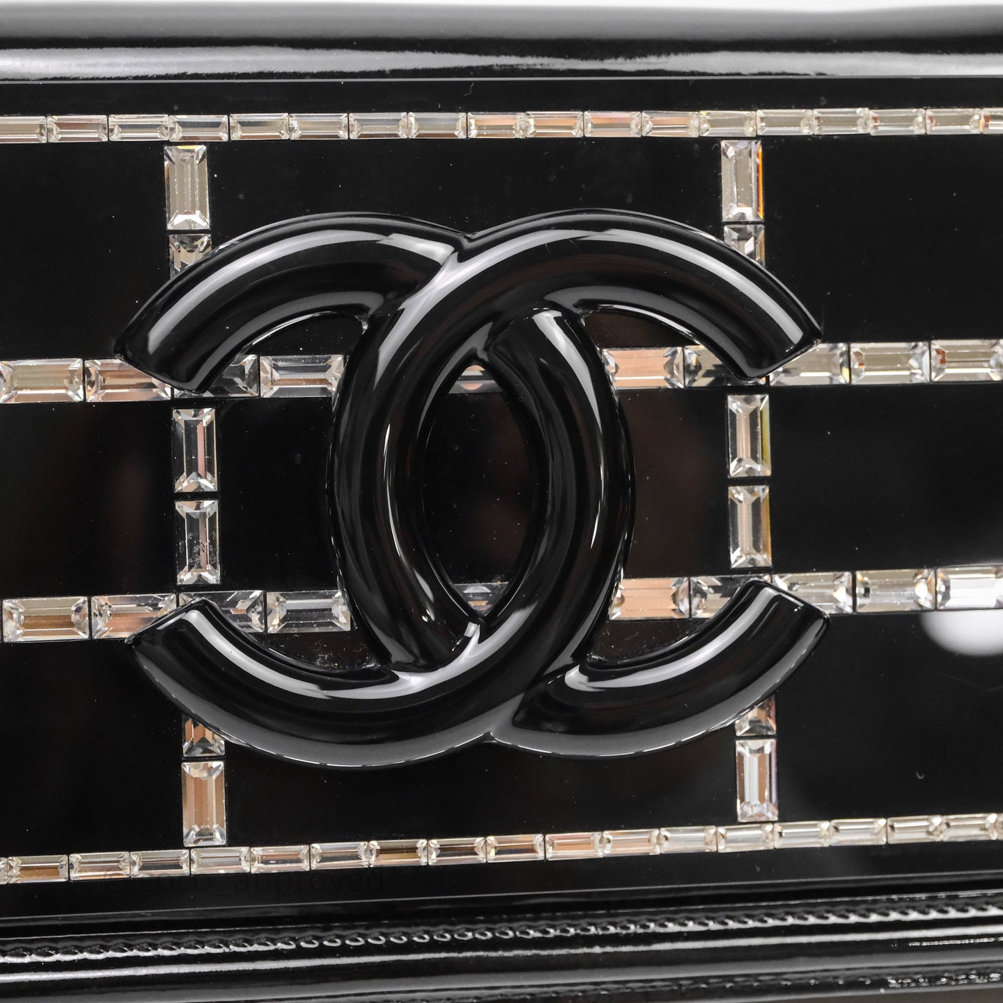 Chanel Crystal Lego Brick Shoulder Bag Black Plexiglass Patent Silver Hardware