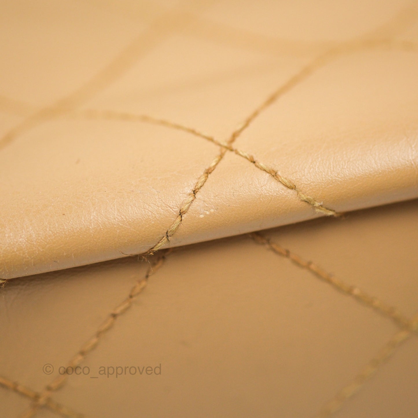 Chanel Vintage Jumbo Beige Flap Bag Lambskin Enamel Hardware