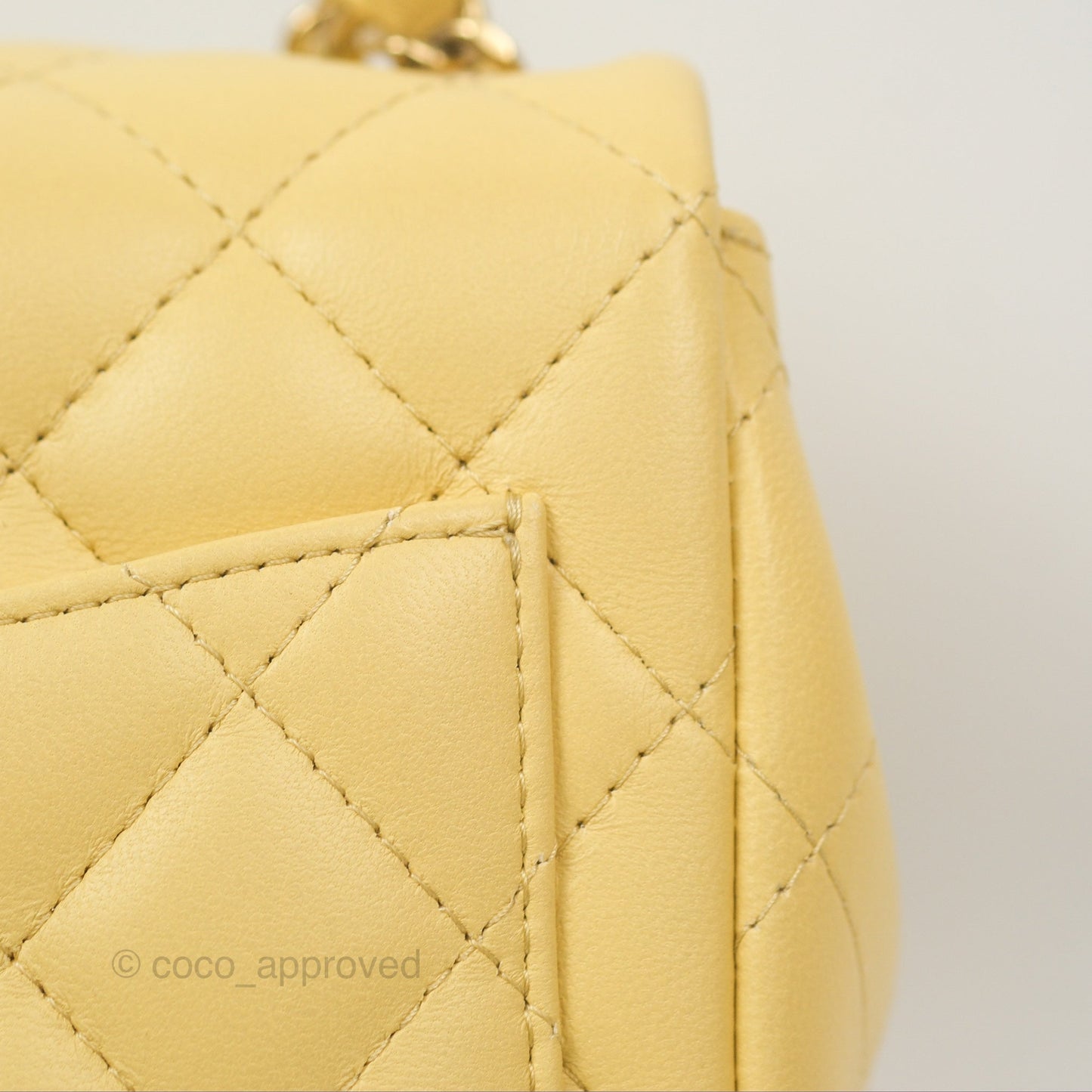 Chanel Quilted Mini Square Yellow Lambskin Gold Hardware