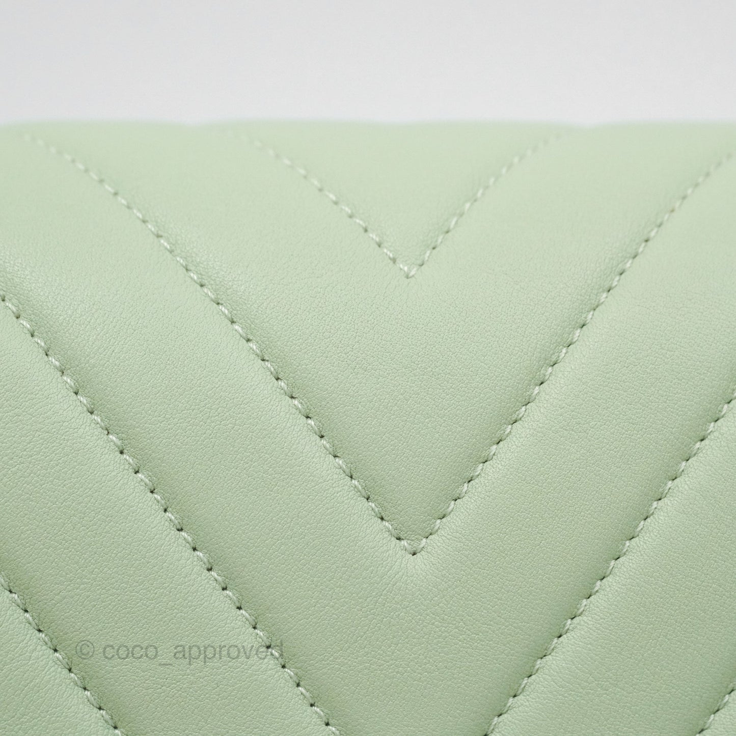 Chanel Medium Chevron Boy Mint Green Calfskin Silver Hardware