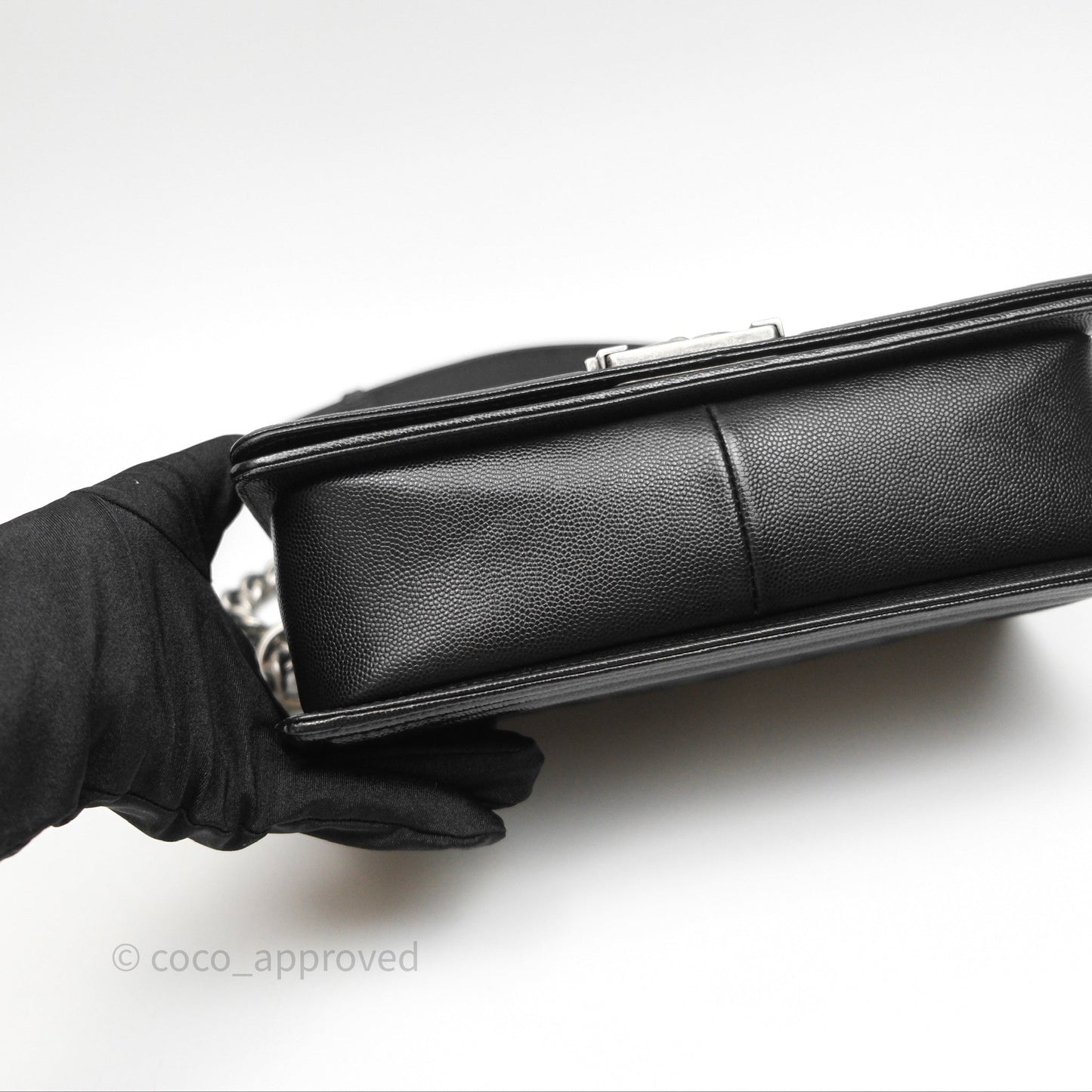 Chanel Quilted Medium Boy Black Caviar Ruthenium Hardware