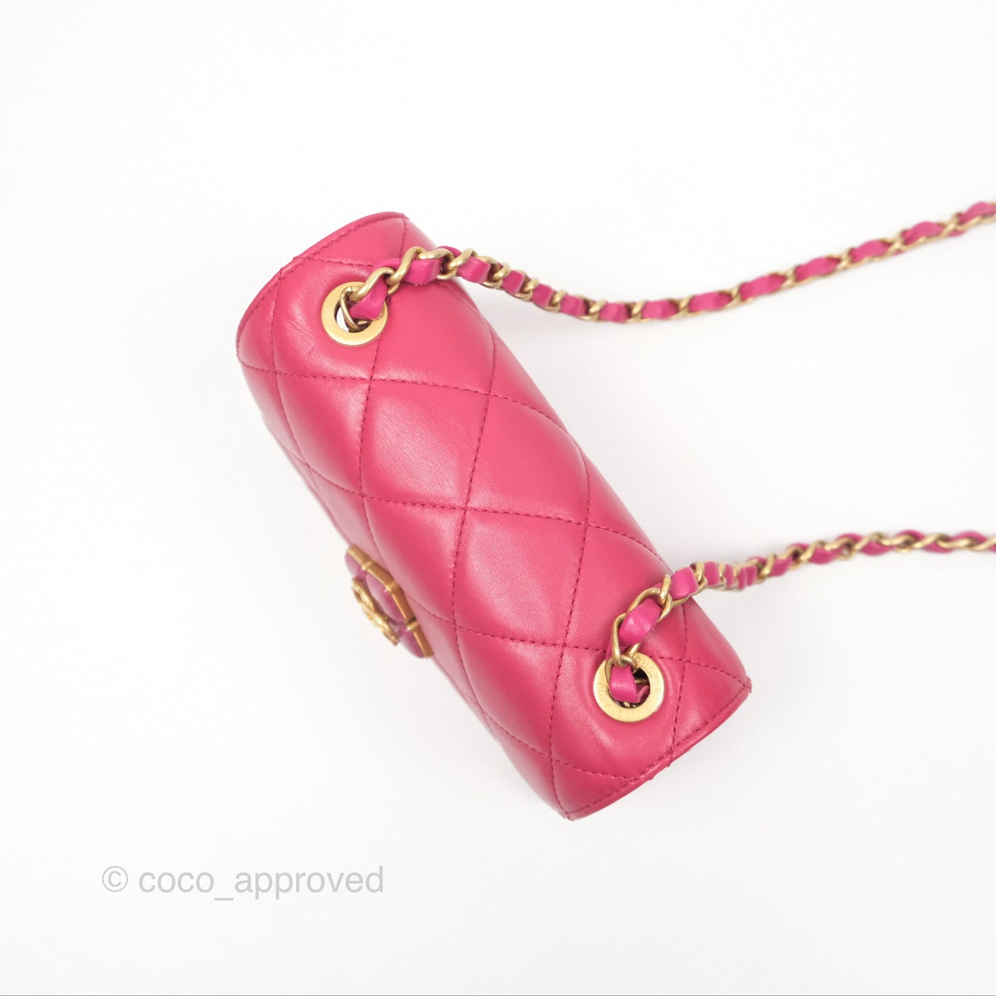 Chanel Diamond Lock CC Flap Bag Pink Lambskin Gold Hardware