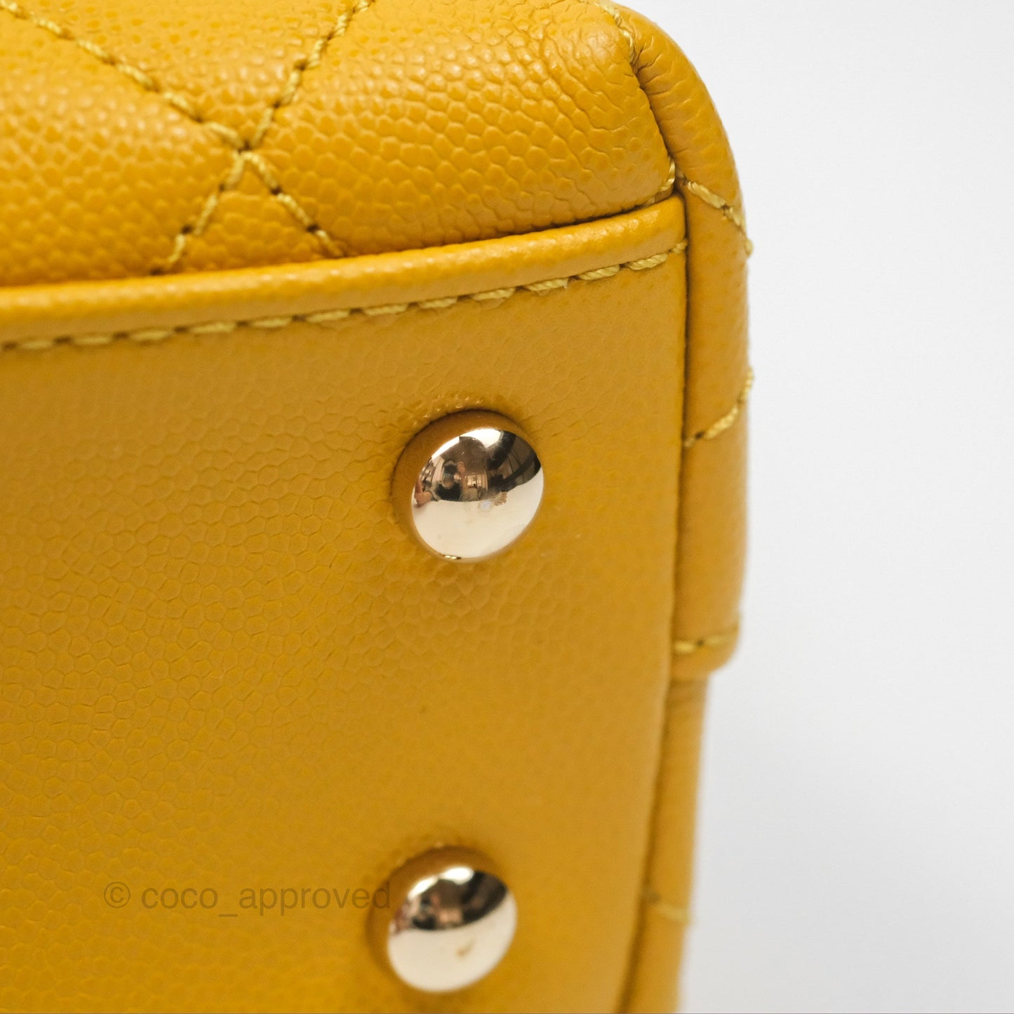 Chanel Small Coco Handle Mustard Yellow Caviar Gold Hardware