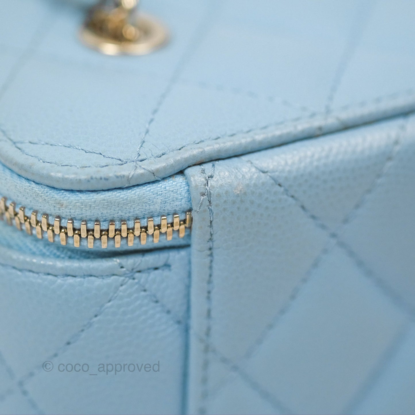 Chanel Classic Vanity With Chain Blue Caviar Gold Hardware