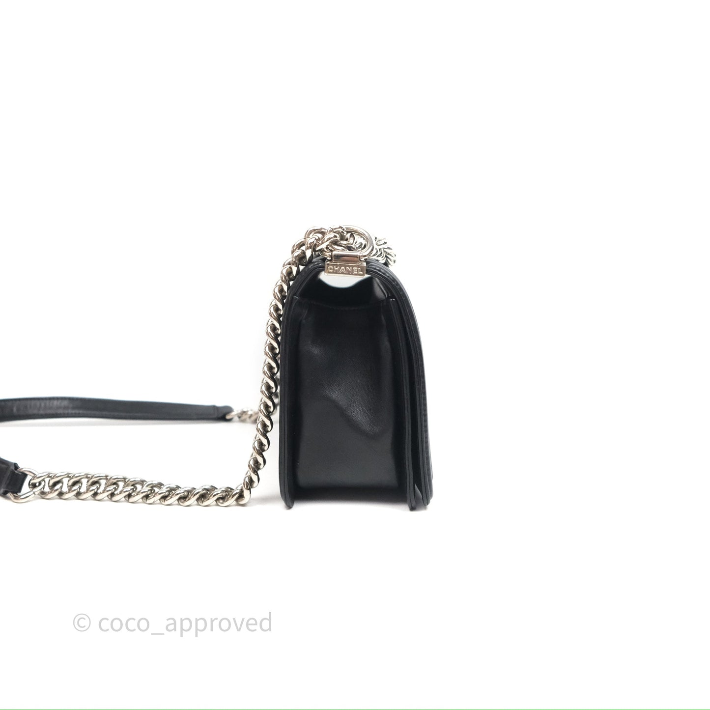 Chanel Medium Boy Chevron Iridescent PVC Lambskin Black Silver Hardware