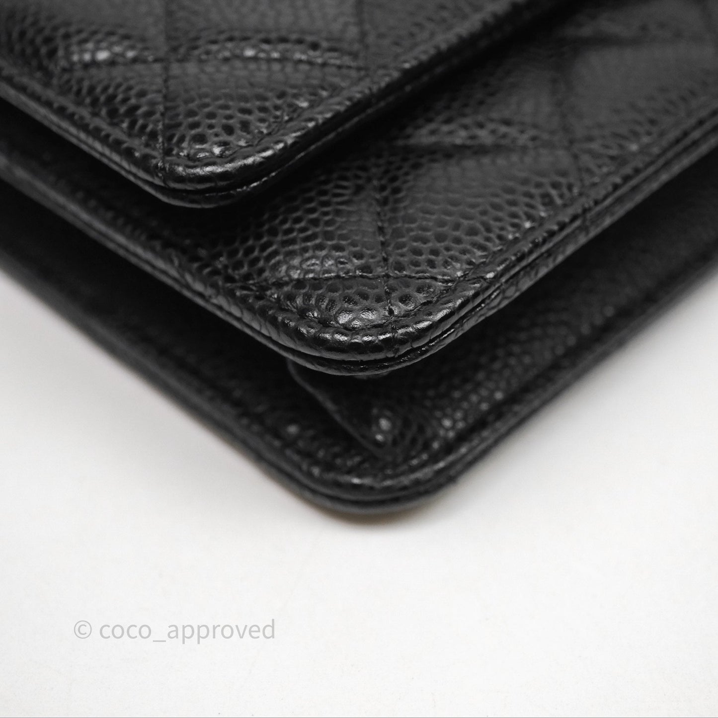 Chanel Classic Quilted Wallet On Chain WOC Black Caviar Gold Hardware