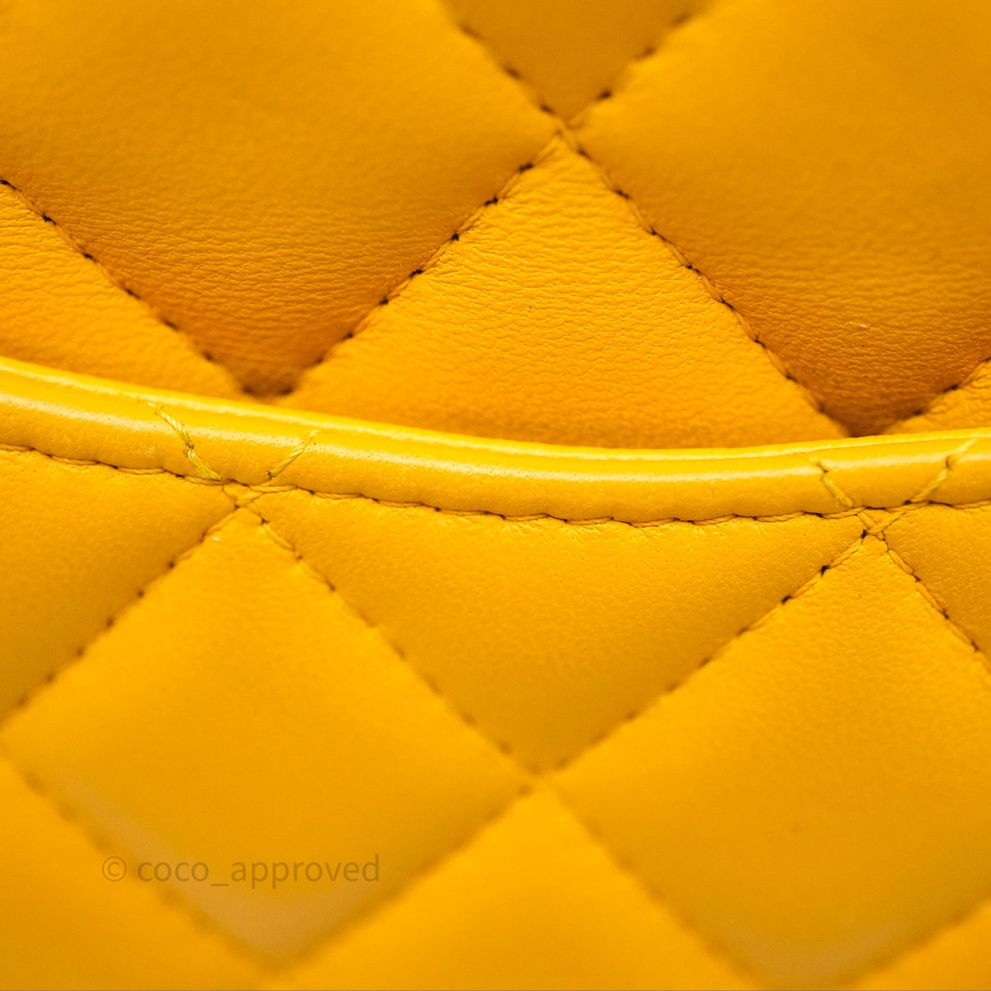 Chanel Mini Square Flap Quilted Yellow Lambskin Gold Hardware
