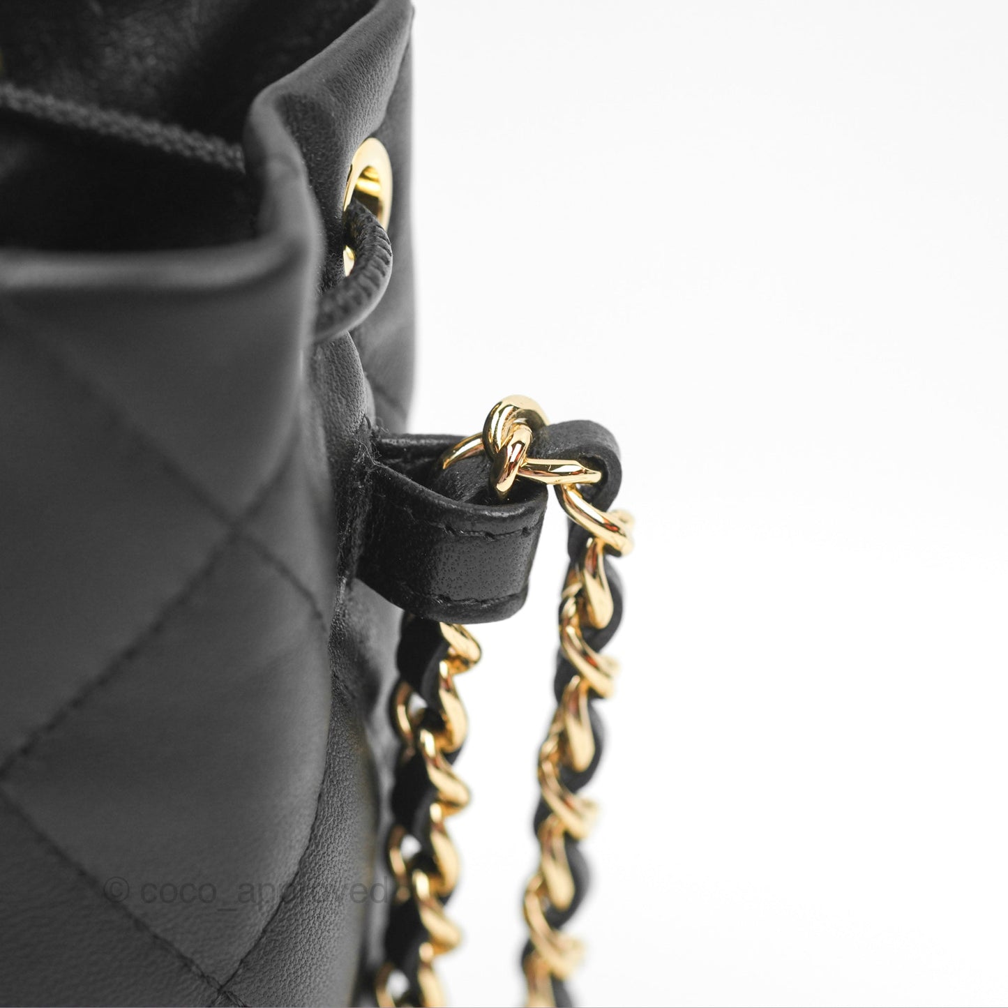 Chanel Small Bucket With Chain Black Lambskin Gold Hardware