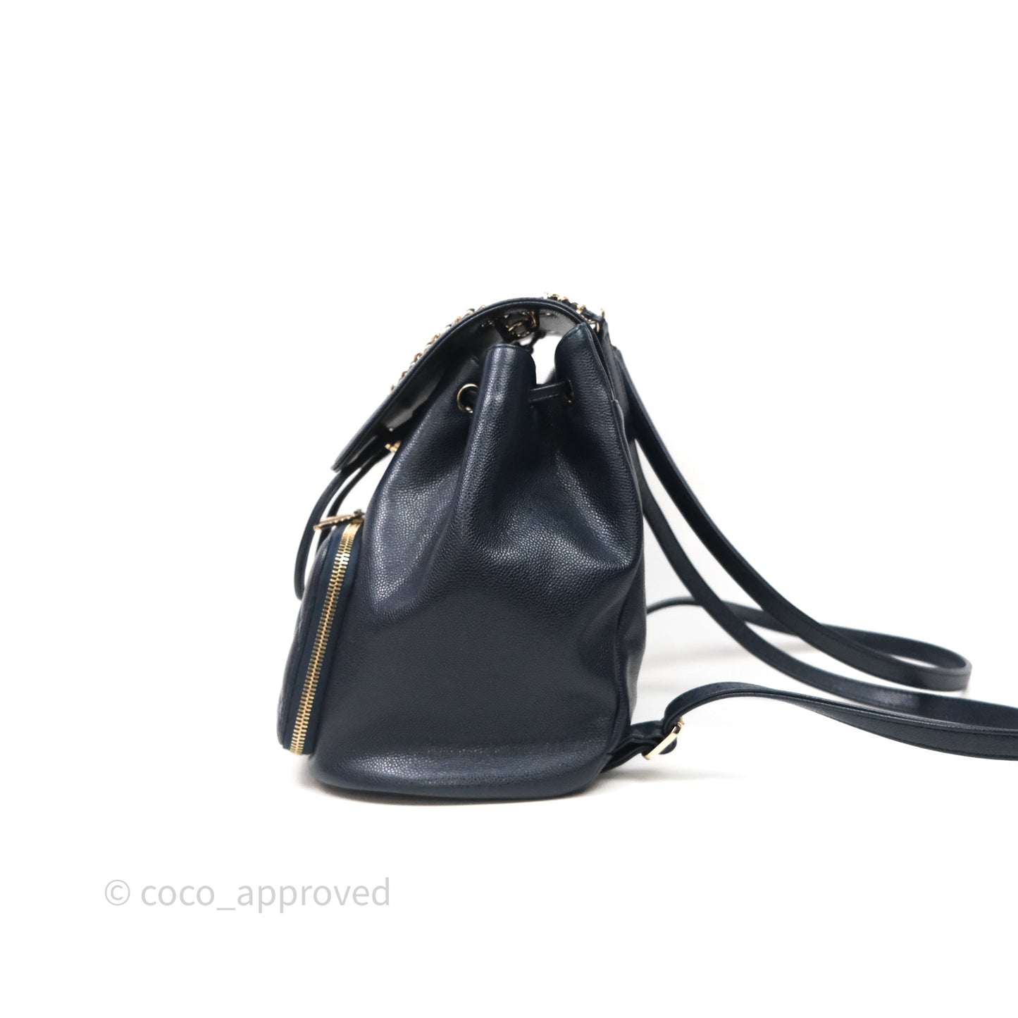 Chanel Quilted Business Affinity Backpack Navy Caviar Light Gold Hardware