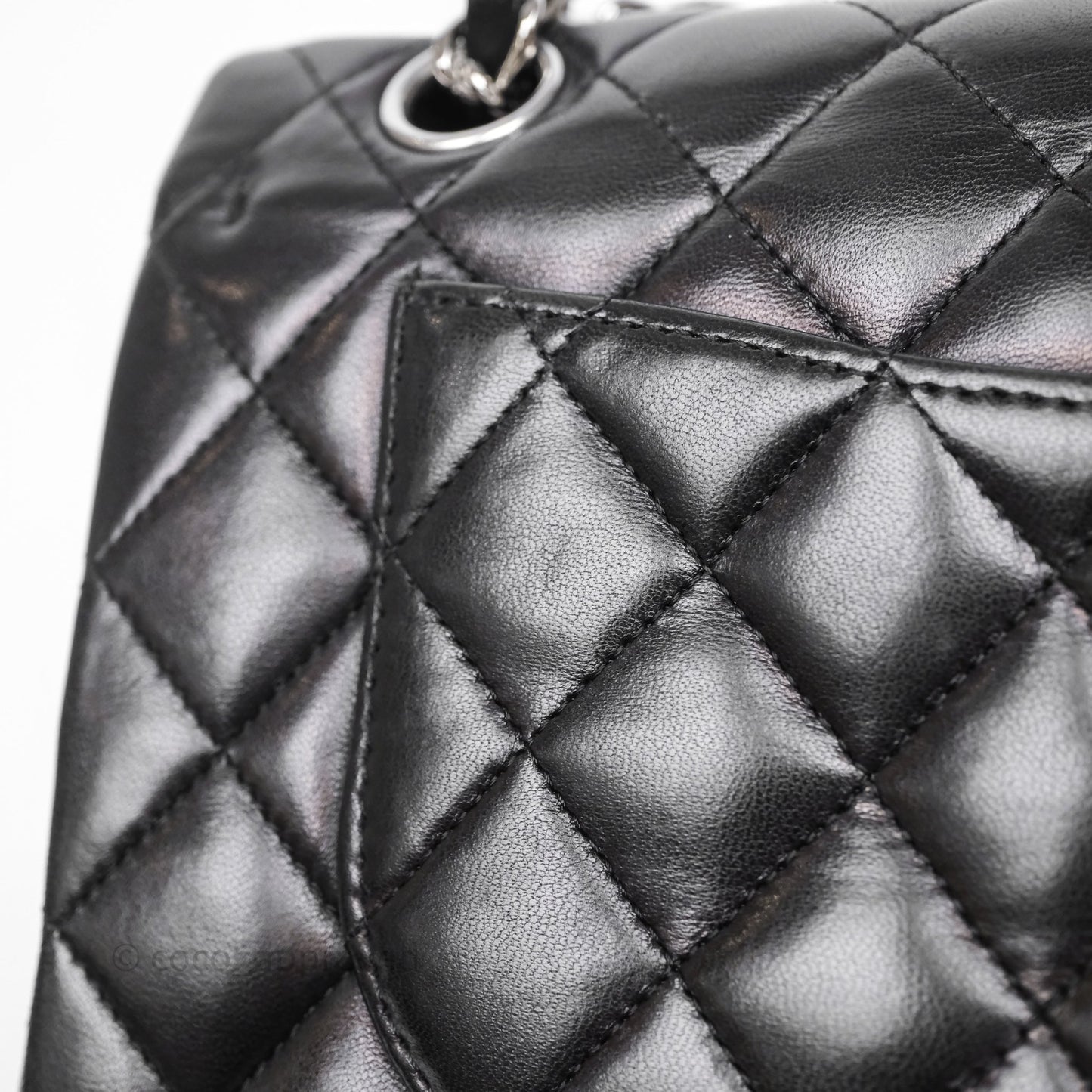 Chanel Small Classic Flap Quilted Black Lambskin Silver Hardware