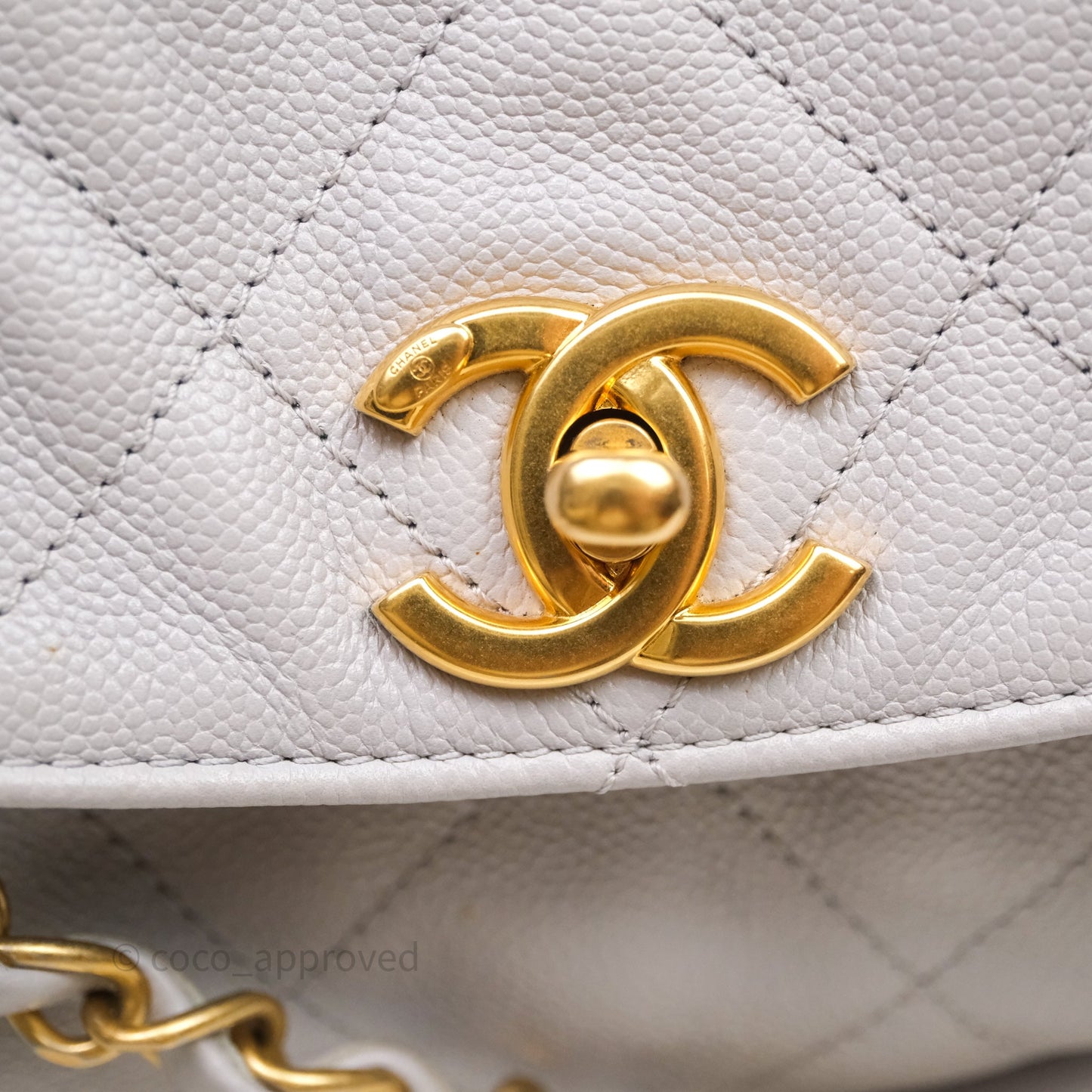 Chanel Double Pocket Hobo Bag Grey Caviar Aged Gold Hardware