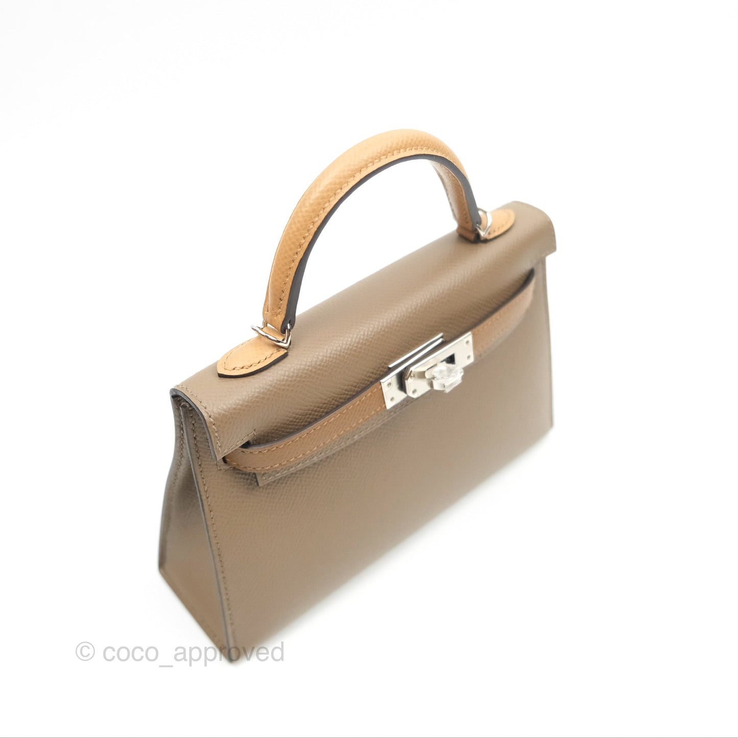 Hermès Mini Kelly II Etoupe 18/Alezan 3G/Biscuit 48 Epsom Palladium Hardware