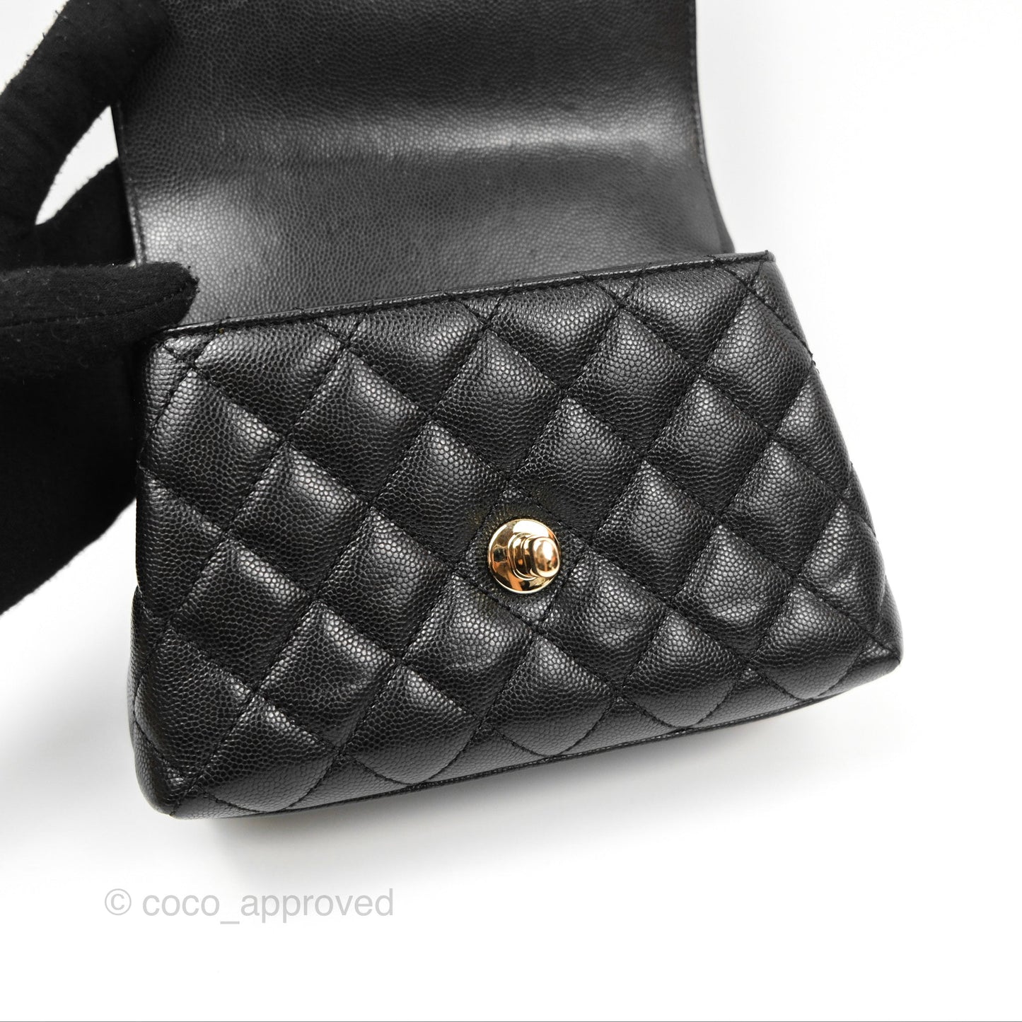 Chanel Mini Coco Handle Quilted Black Caviar Gold Hardware