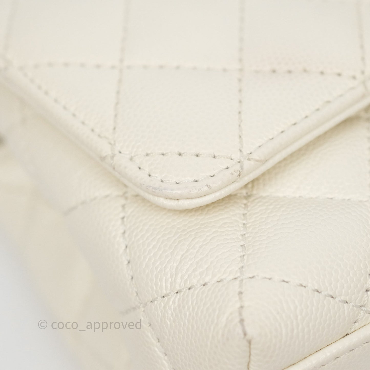 Chanel Mini Coco Handle Quilted Ivory White Caviar Gold Hardware