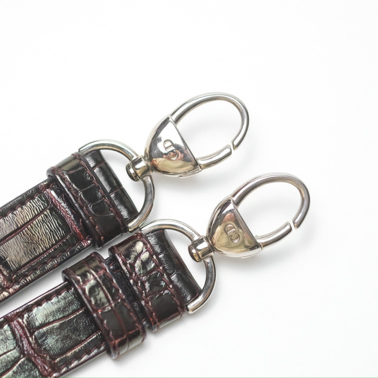 Christian Dior Small Lady Dior Shiny Crocodile Burgundy Diamond Hardware