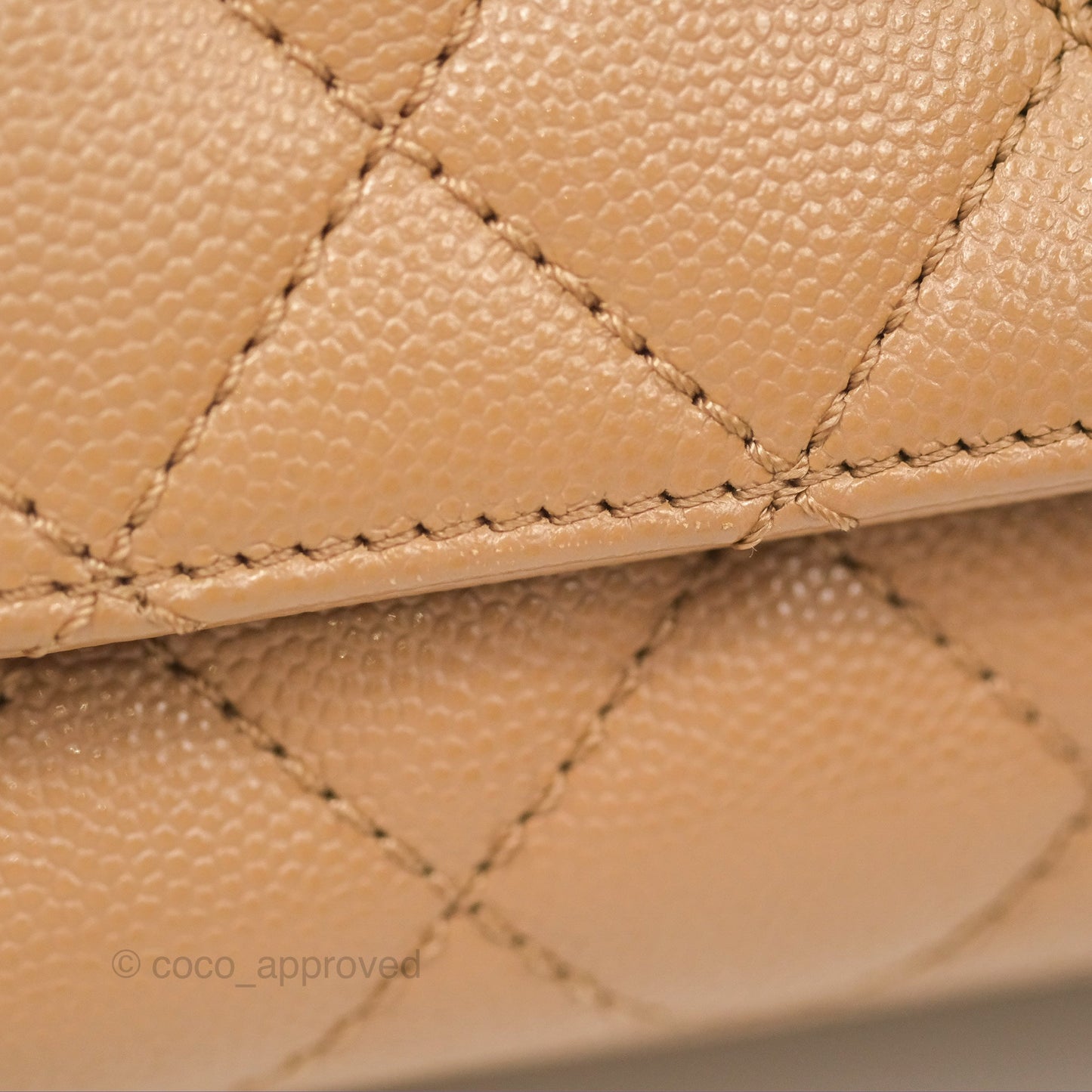 Chanel Mini Coco Handle Quilted Beige Caviar Gold Hardware
