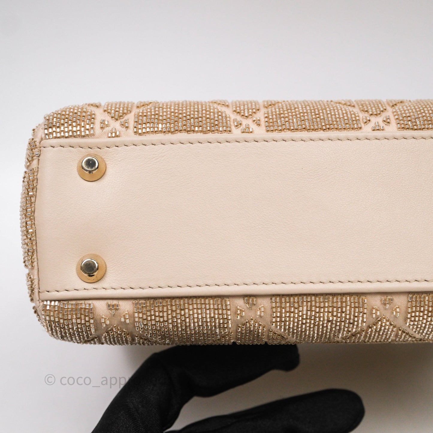 Christian Dior Mini Dior Caramel Beige Microbead-Embroidered Cotton with Cannage Motif