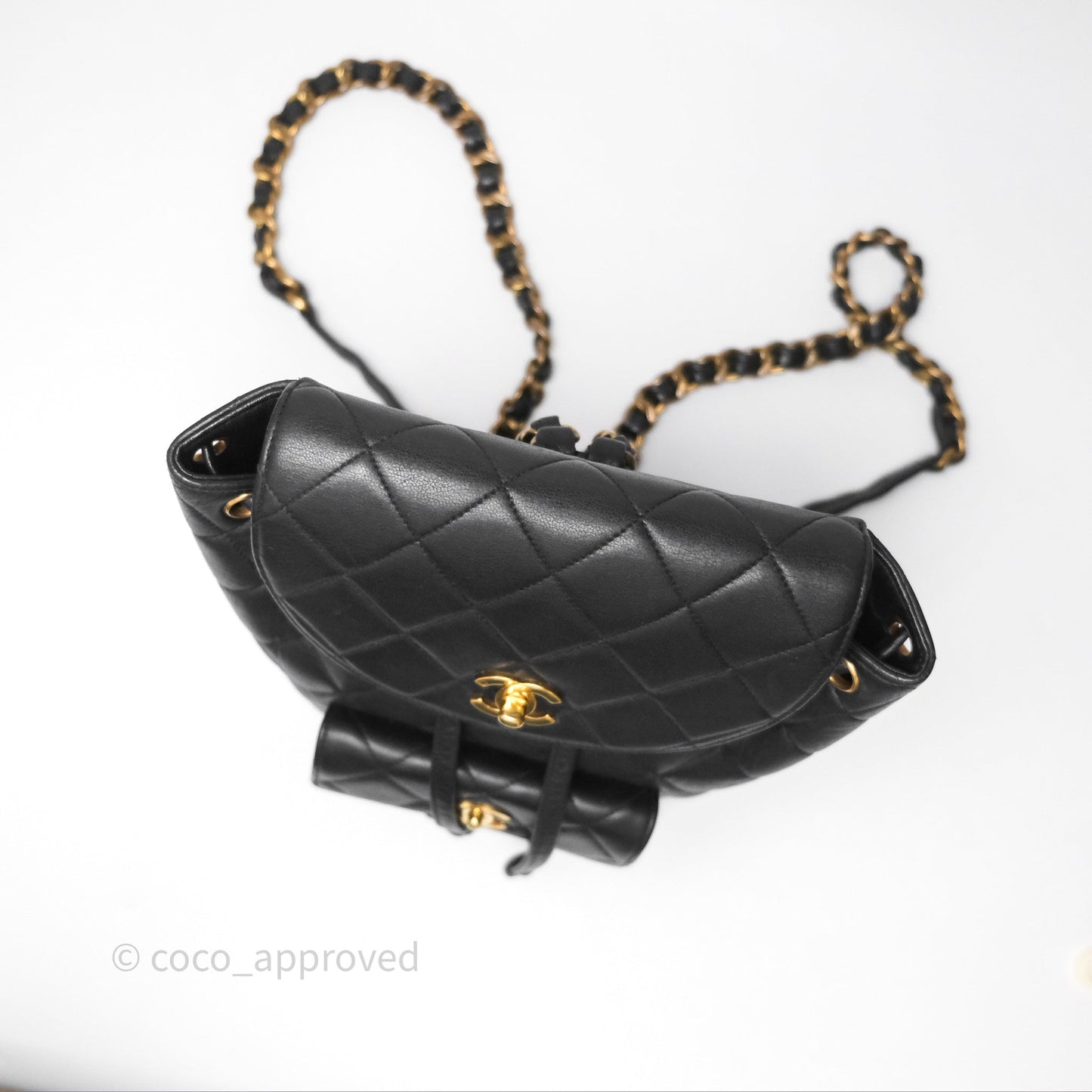 Chanel Vintage CC Duma Backpack Black Lambskin 24K Gold Hardware