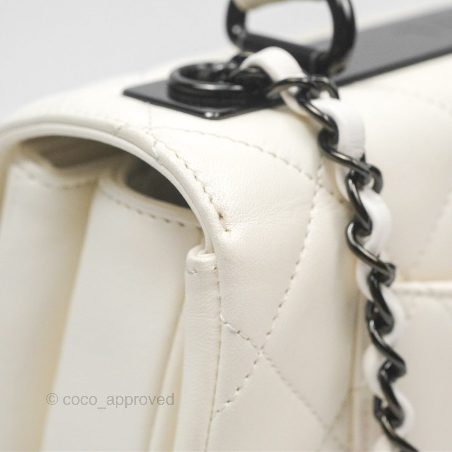 Chanel Trendy CC Small White Lambskin Black Hardware
