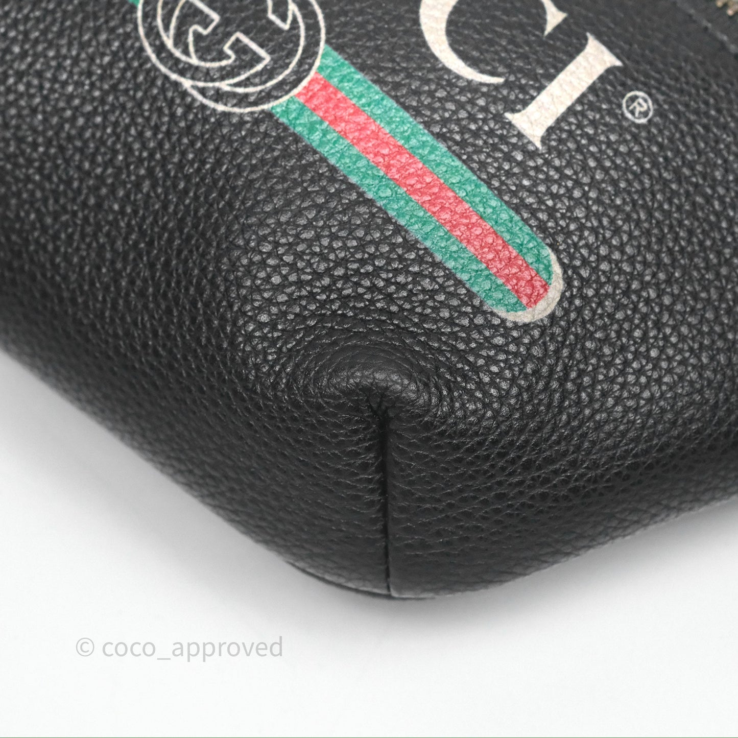 Gucci Logo Print Belt Bag Black Grained Calfskin