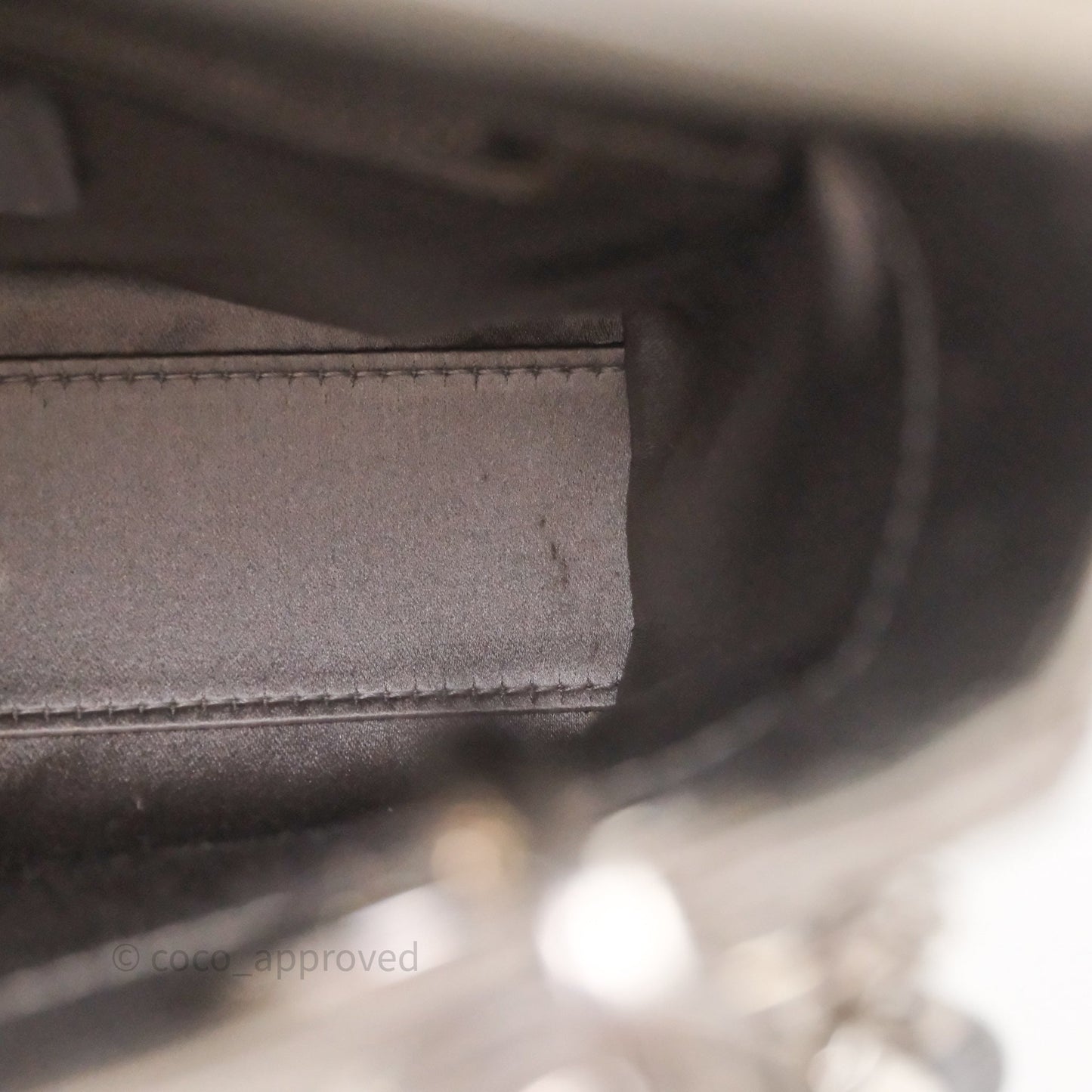 Christian Dior Mini Lady Dior Bag Grey Strass Cannage Satin Silver Hardware