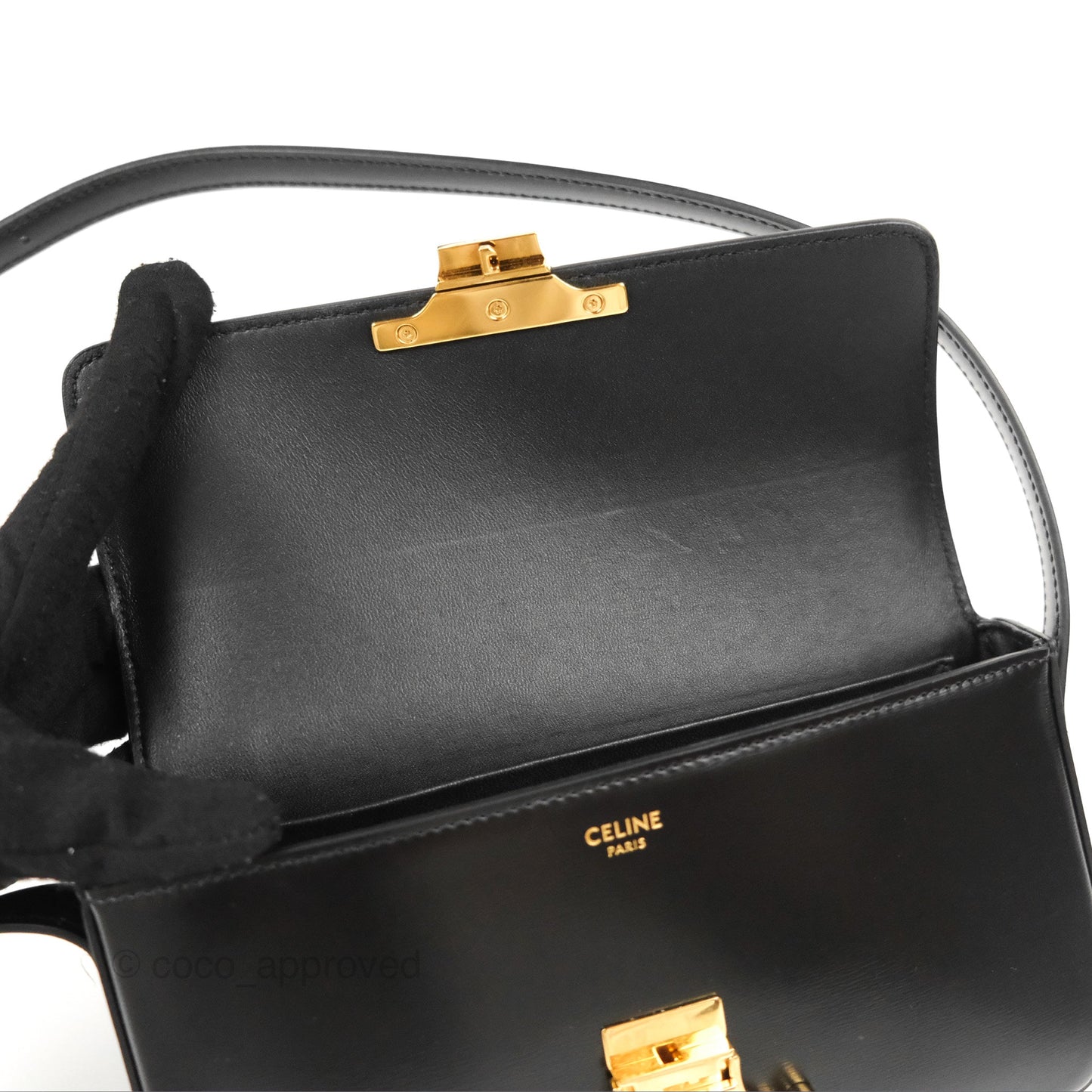 Celine Triomphe Shoulder Bag Black Calfskin