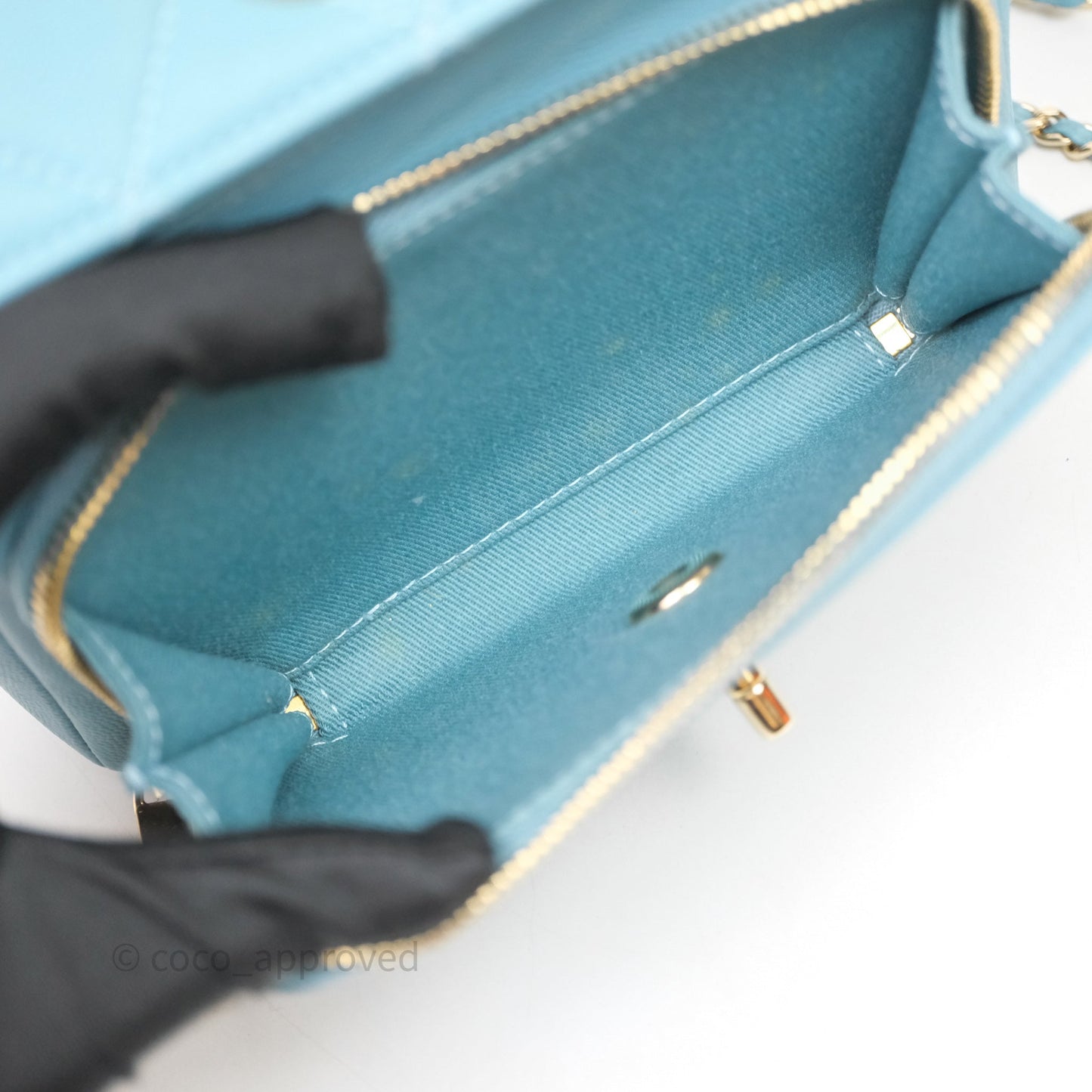 Chanel Small Quilted Business Affinity Flap Caviar Blue Gold Hardware