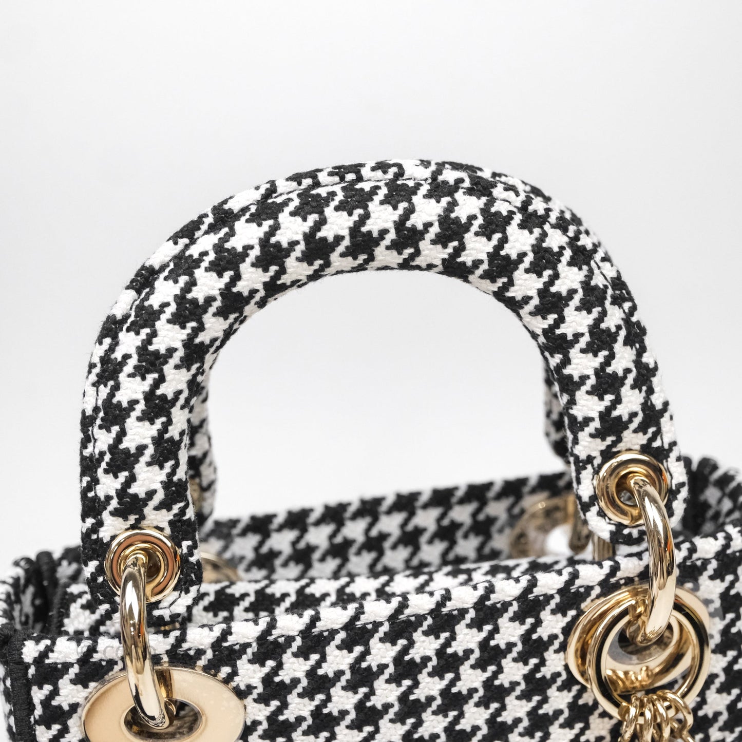 Christian Dior Mini Lady D-Lite Bag Black White Houndstooth