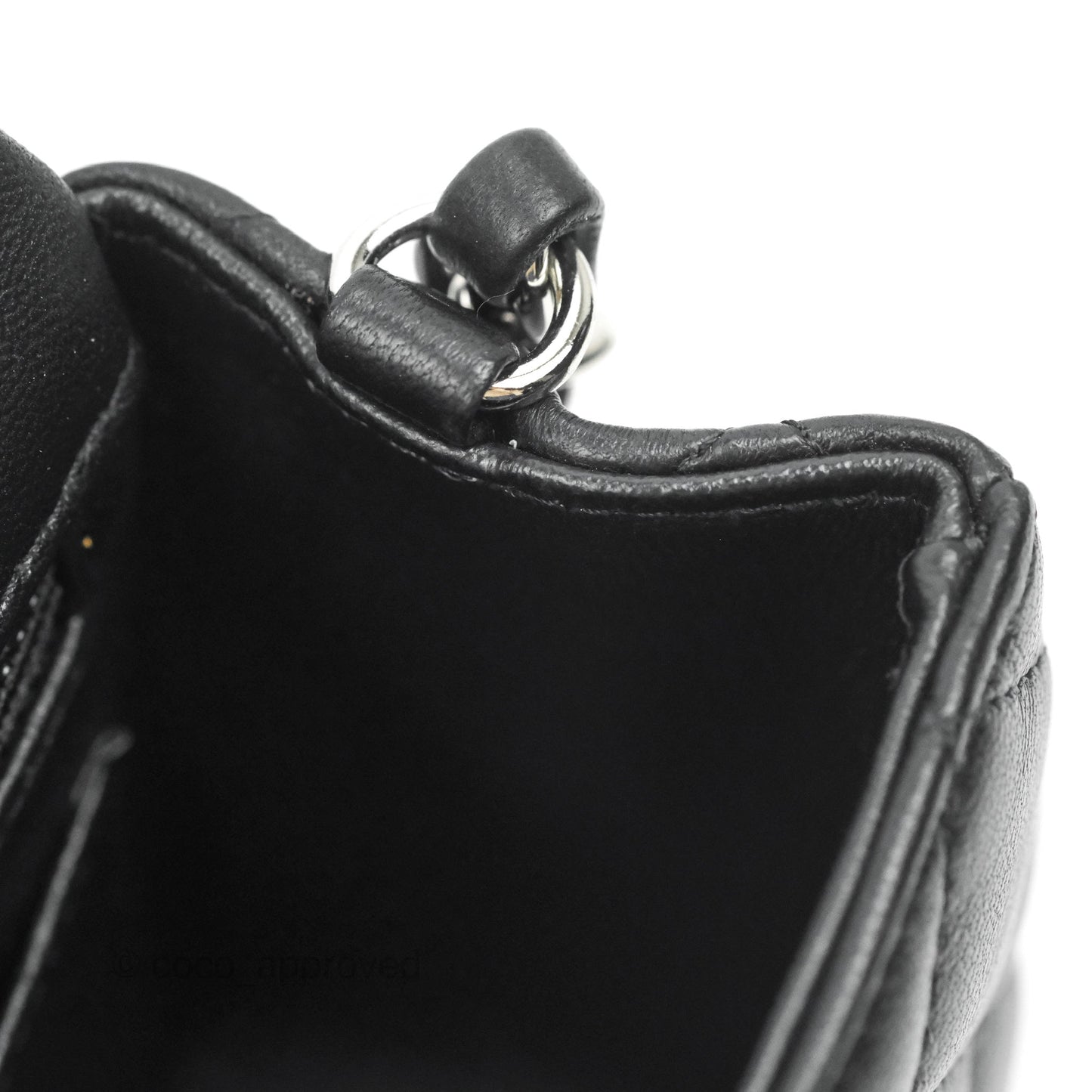 Chanel Quilted Mini Rectangular Flap Black Lambskin Silver Hardware