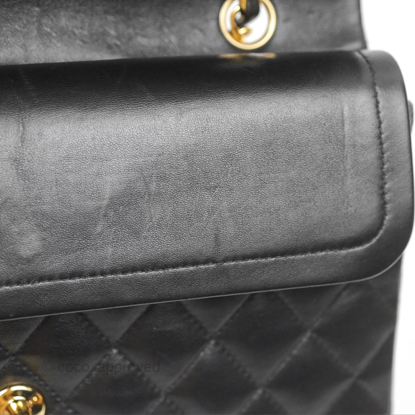 Chanel Classic M/L Medium Flap Quilted Black Lambskin Gold Hardware