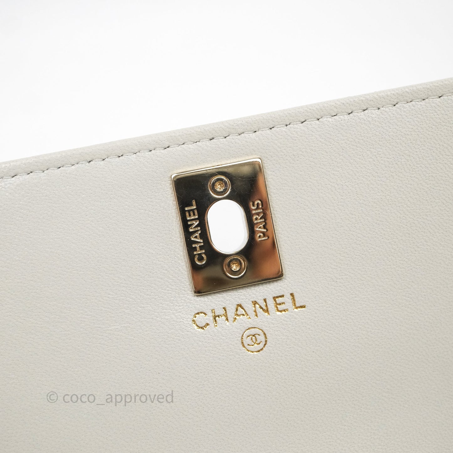 Chanel Trendy CC Wallet On Chain WOC Light Grey Lambskin Gold Hardware N