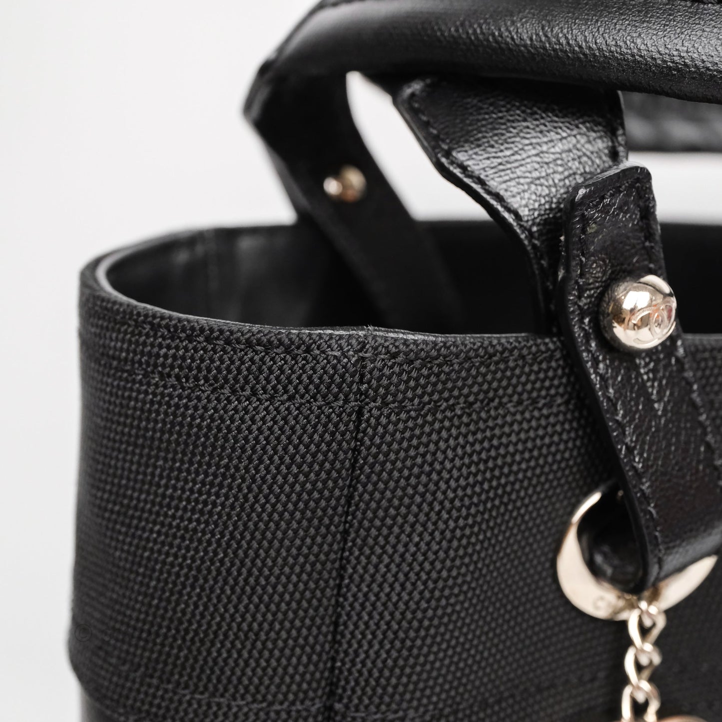 Chanel Quilted Paris Biarritz Tote PM Black Coated Canvas