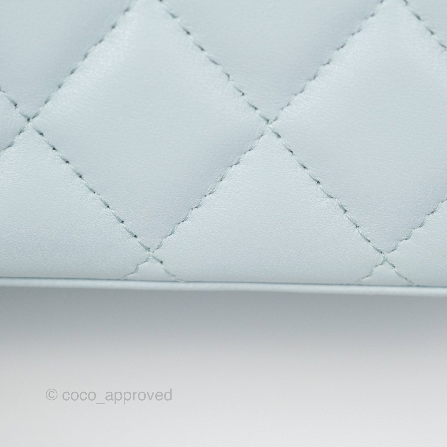 Chanel Vanity Rectangular Top Handle Light Blue Lambskin Gold Hardware