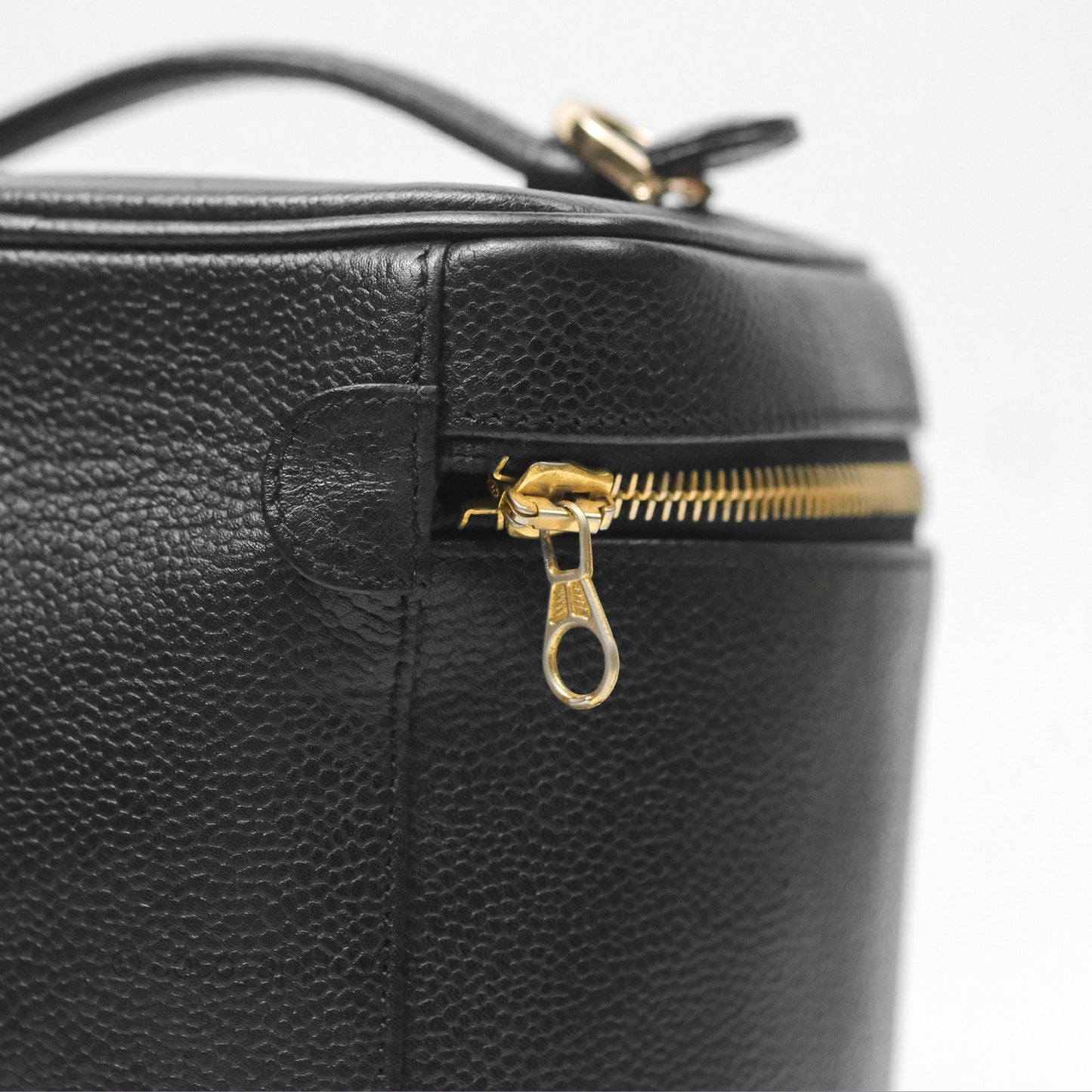 Chanel Vintage Vanity Case Black Caviar Gold Hardware