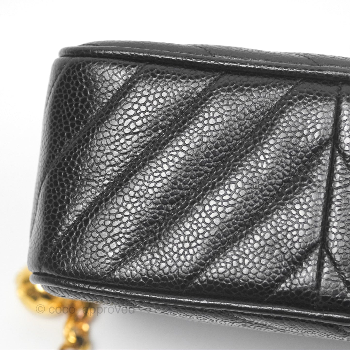 Chanel Vintage Small Camera Bag Black Caviar Gold Hardware
