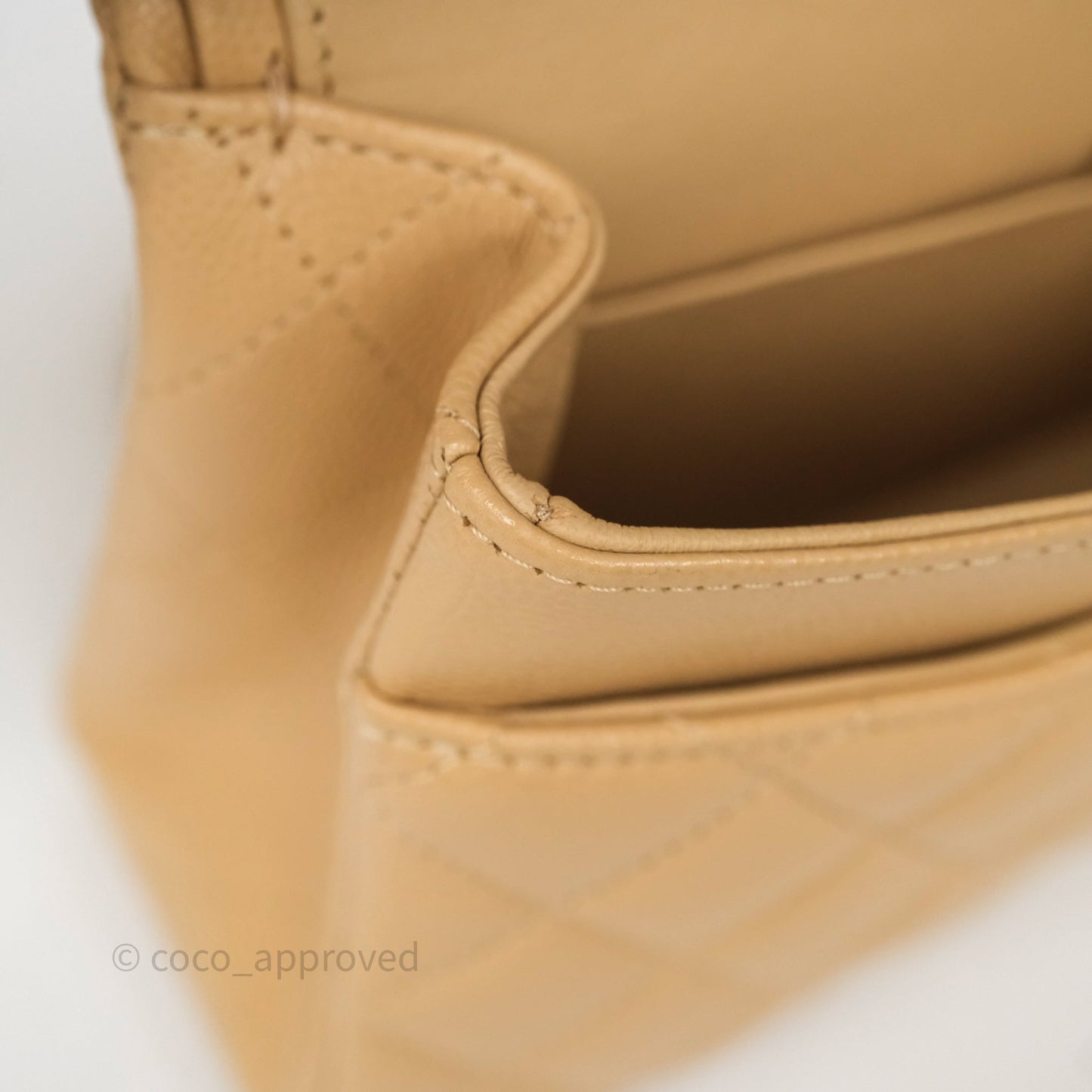Chanel Classic M/L Medium Flap Quilted Beige Caviar Gold Hardware