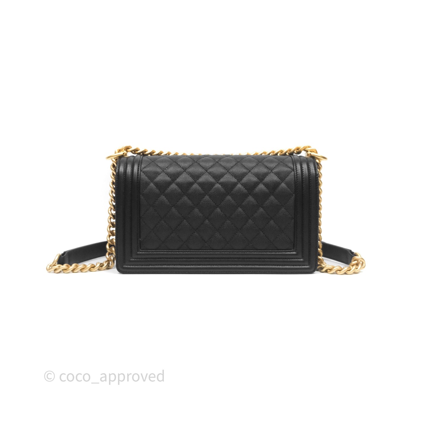 Chanel Quilted Medium Boy Black Caviar Aged Gold Hardware