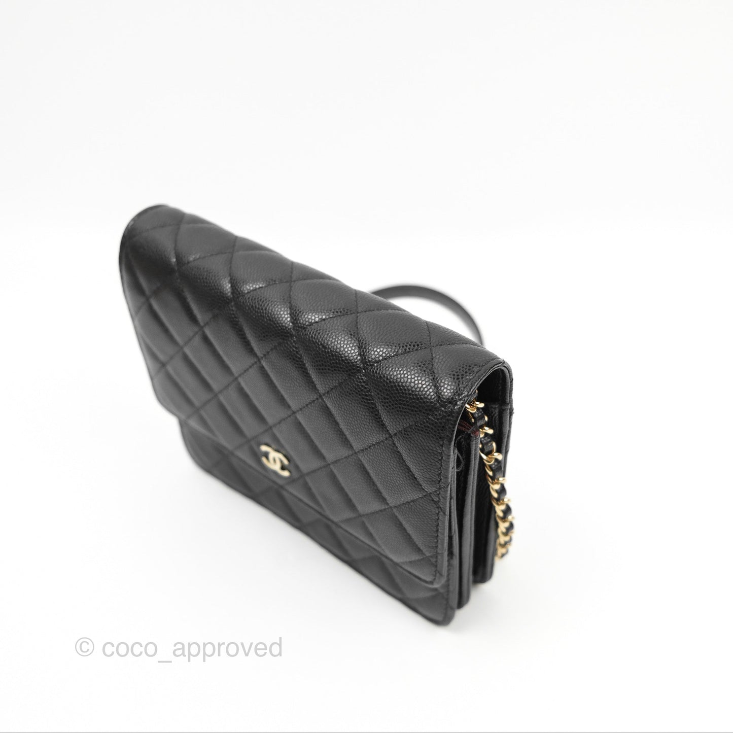 Chanel Square Flap WOC Black Caviar Gold Hardware