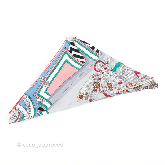 Hermes Giant Triangle Scarf Cashmere Silk Grey/ Red