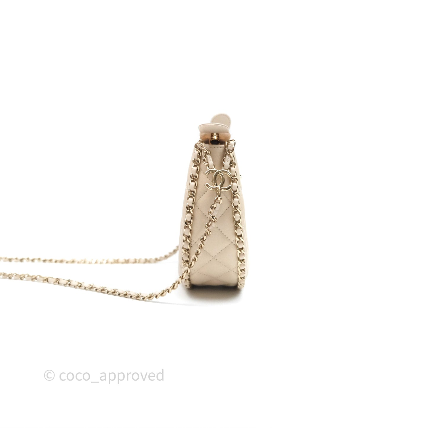 Chanel Small Hobo Bag Light Beige Lambskin Gold Hardware 23P